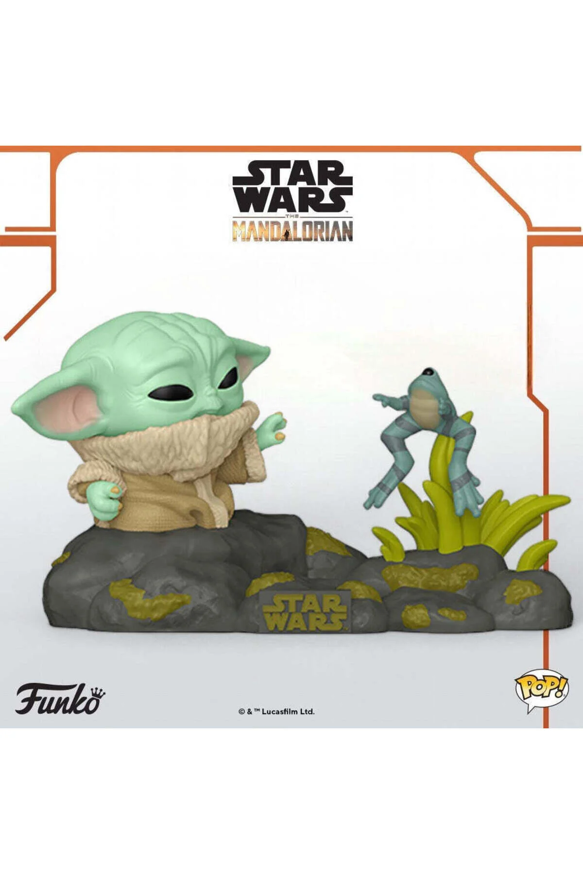 فیگور پاپ DELUXE MANDALORIAN GROG دین با قورباغه شماره: 720 BOBBLE HEAD Funko