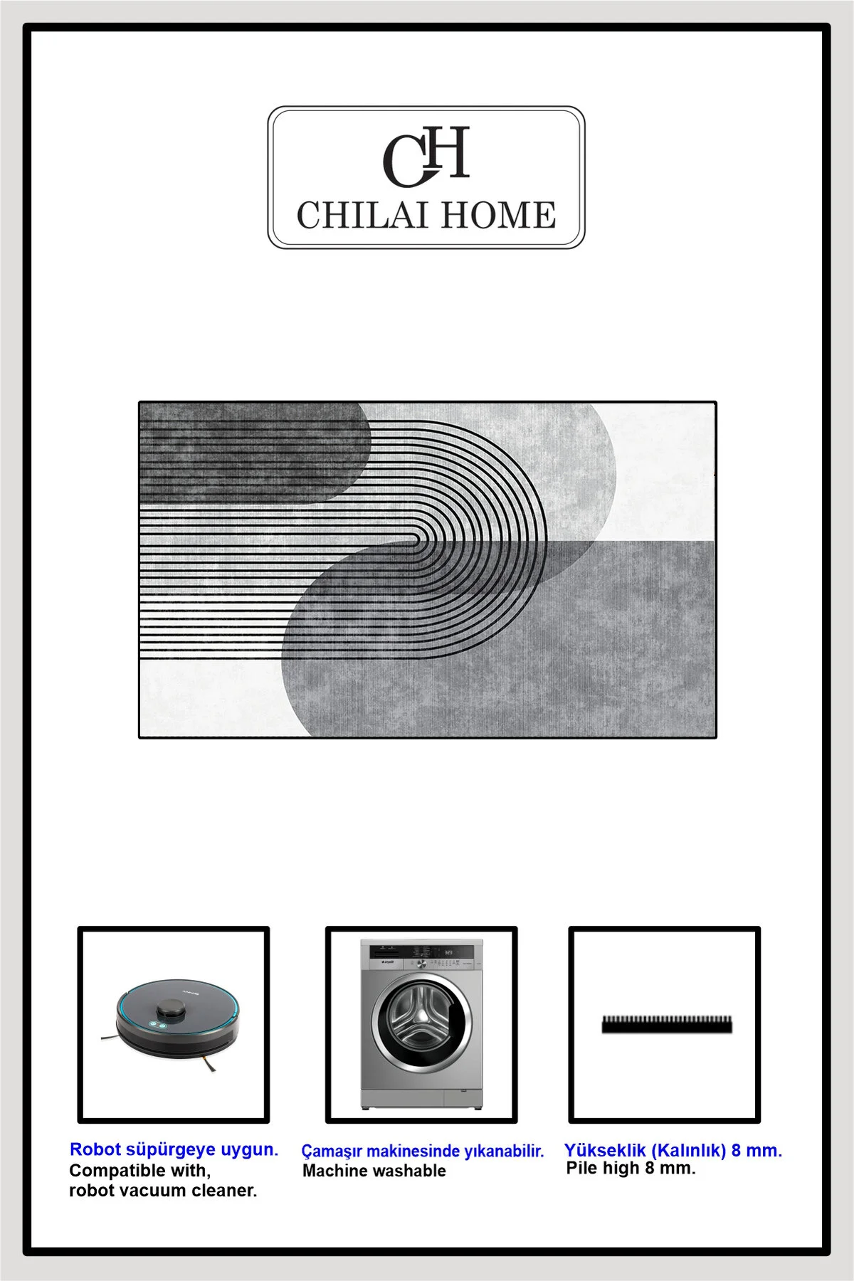پادری حمام LENIA GRAY 70X120 BATH MAT DJT Chilai Home