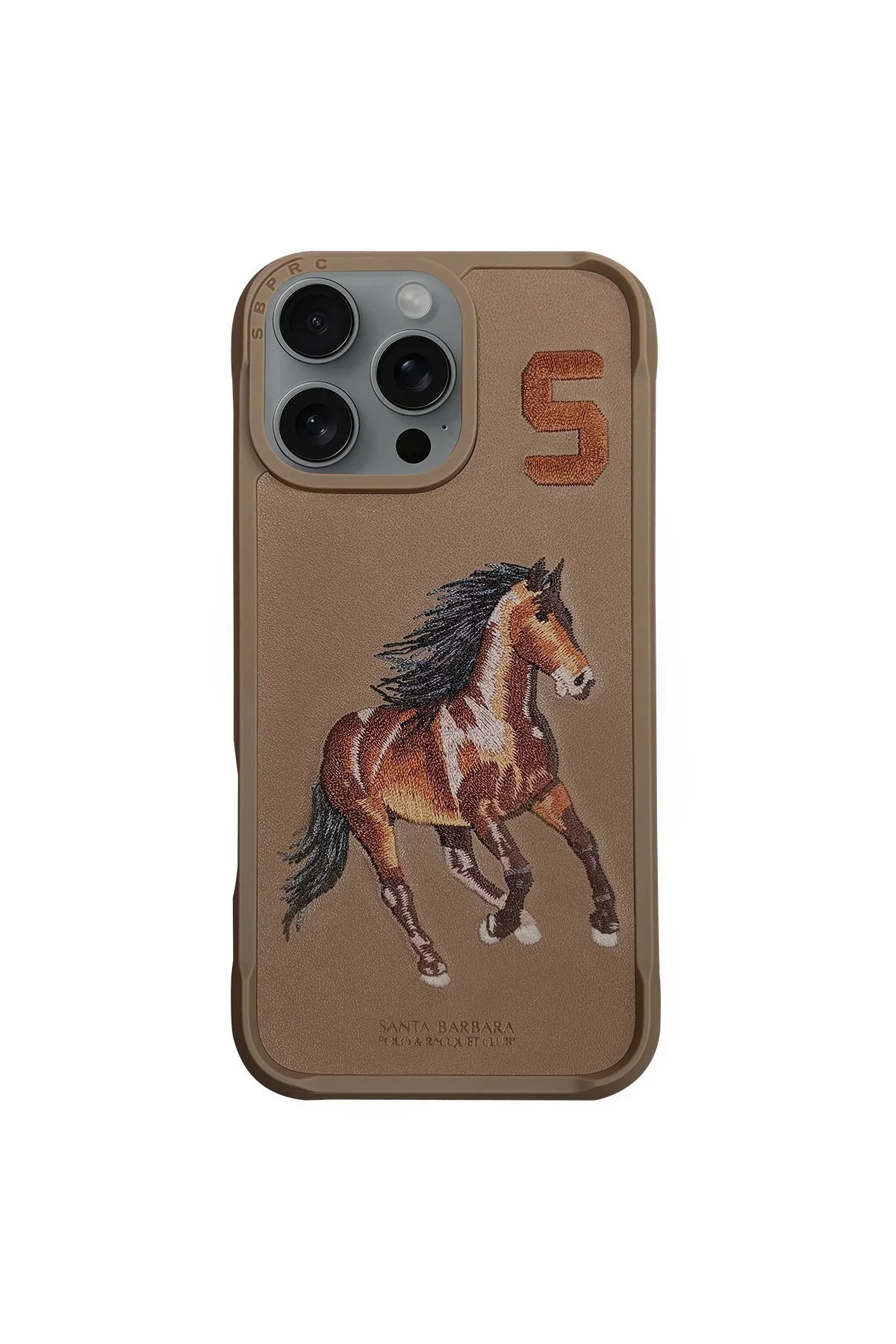 کاور و قاب SBPRC IPHONE 16 PRO MAX COMPATIBLE CASE 3D PU چرمی BORIS INSIDE SEEDE COVER Santa Barbara Polo Racquet Club