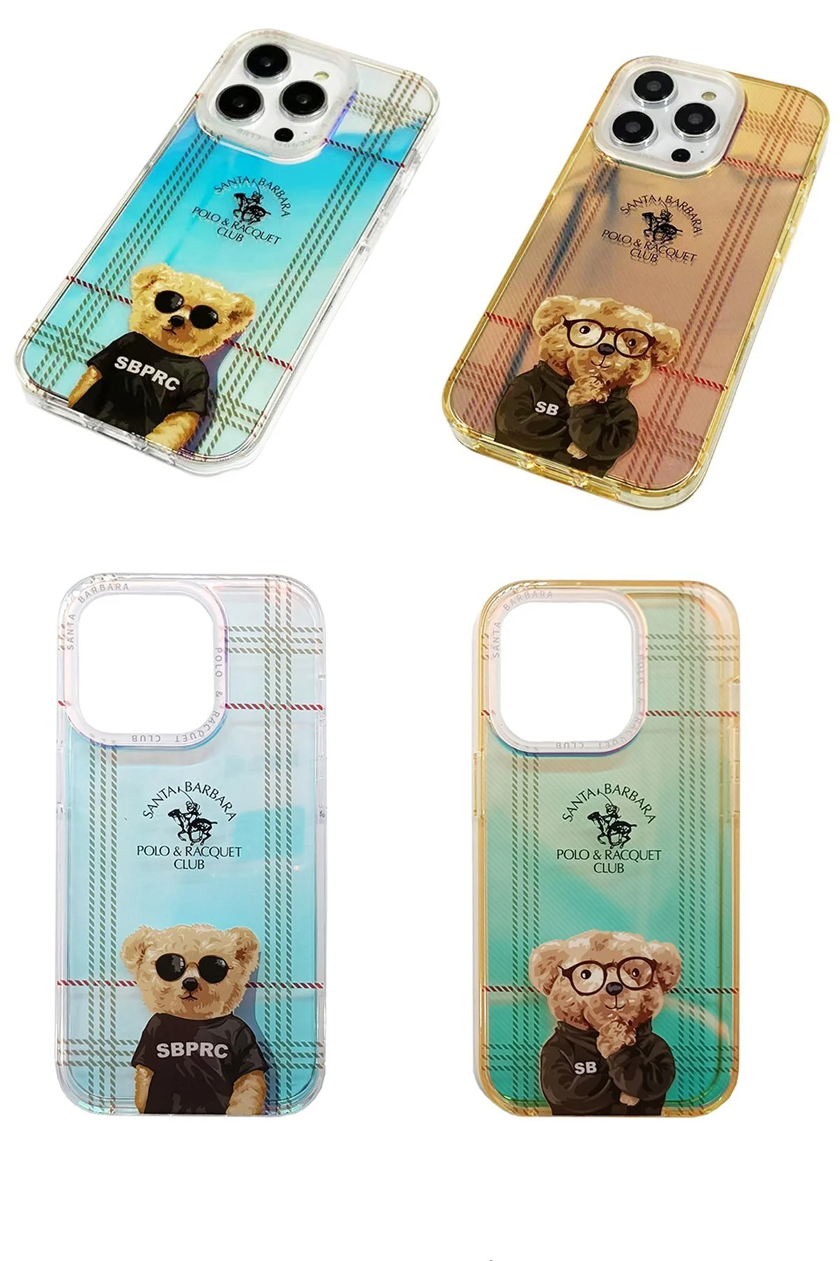 کاور و قاب SBPRC IPHONE 14 PRO MAX COMPATIBLE CASE NALDO HOLOGRAM MECHANICAL BUTTON COVER MAGSAFE شفاف Santa Barbara Polo Racquet Club