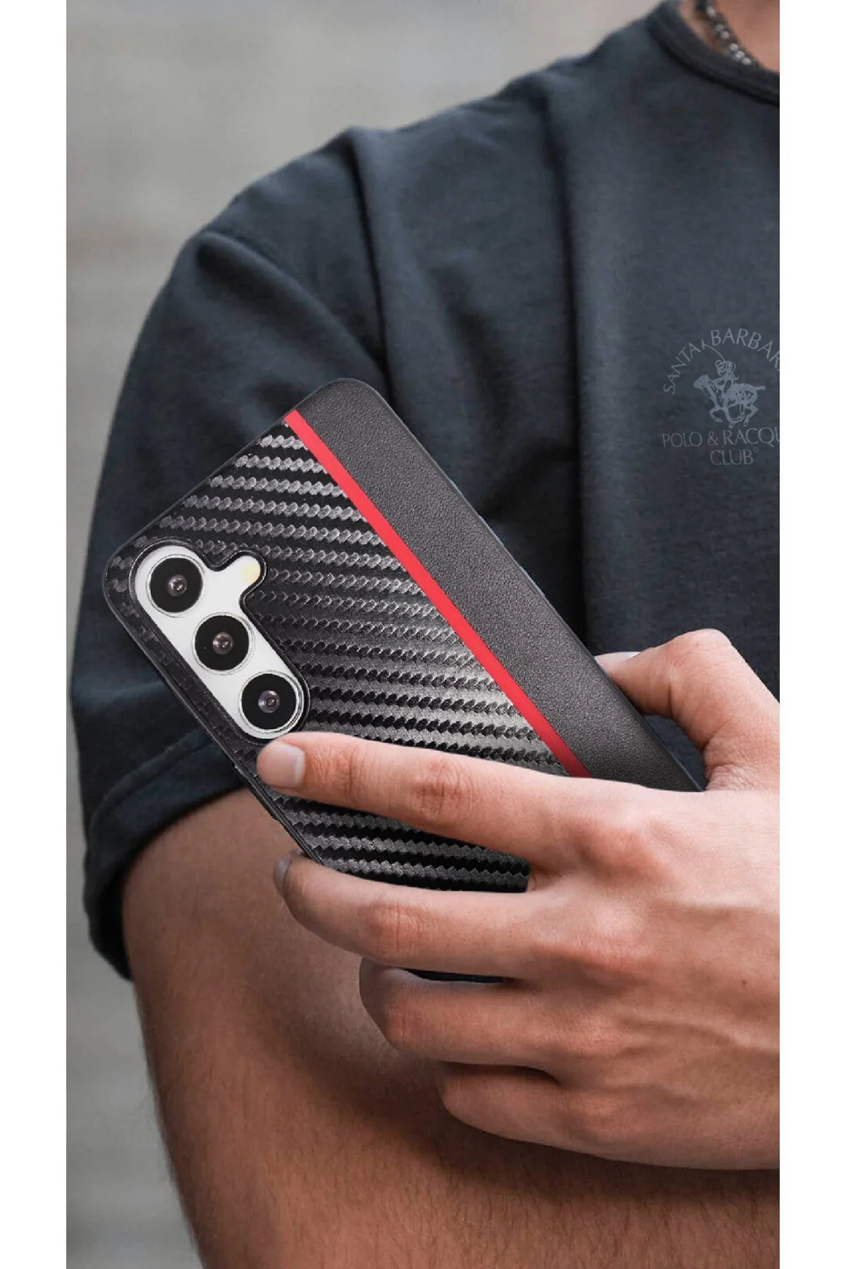 کاور و قاب کلاهک راکت پولو سانتا باربارا SAMSUNG GALAXY S24 ULTRA HAZEL CARBON مشکی Santa Barbara Polo Racquet Club