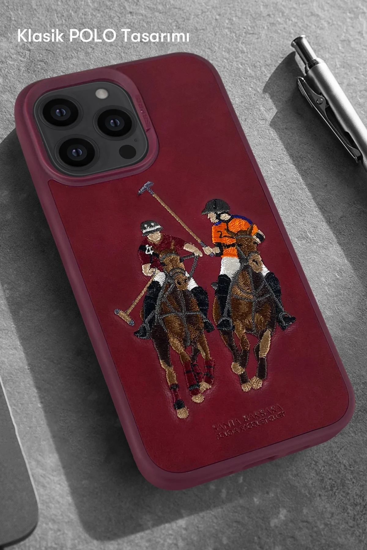 کاور و قاب SBPRC IPHONE 14 PRO COMPATIBLE CASE 3D PU چرمی INSIDE JEED JOCKEY Santa Barbara Polo Racquet Club