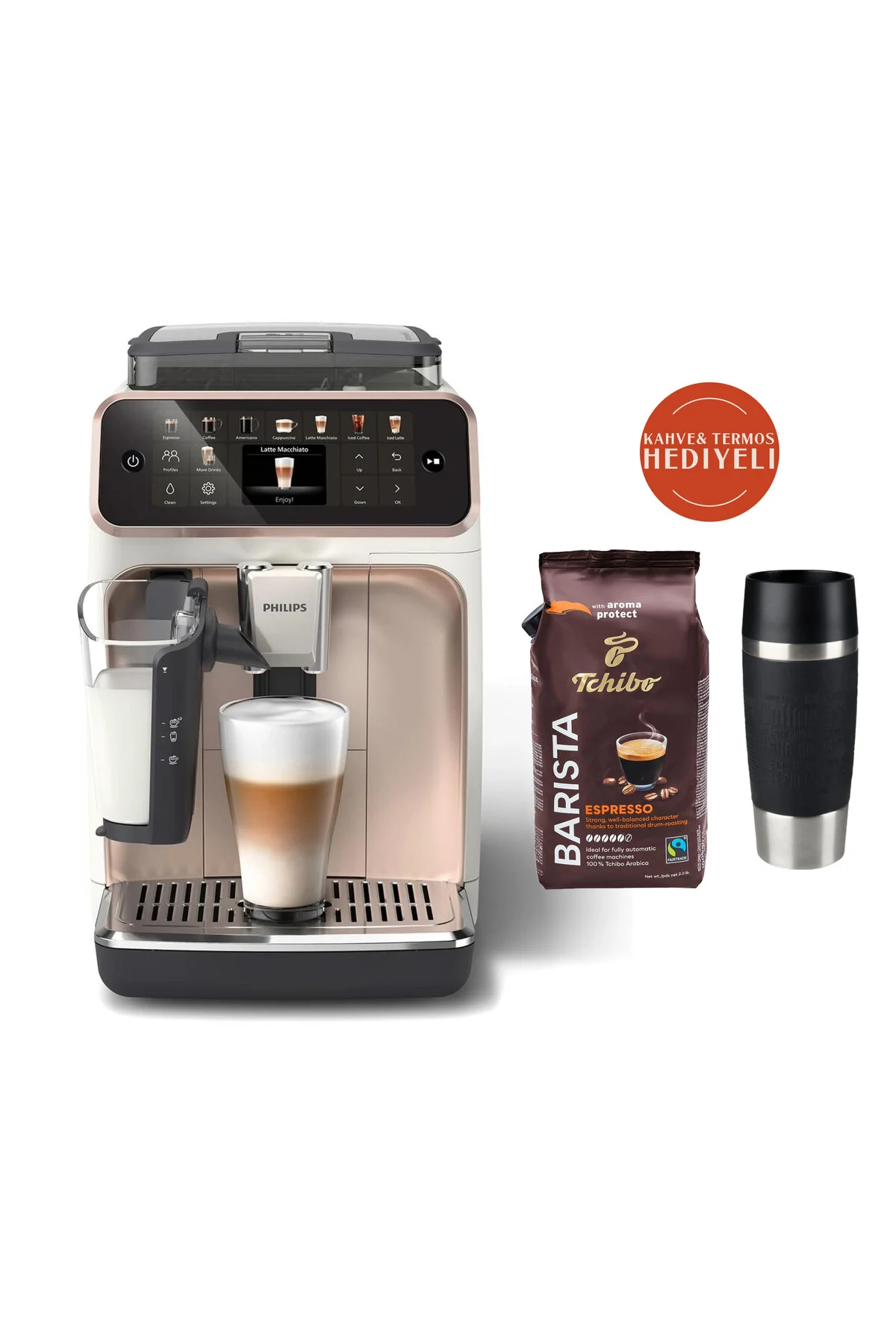 دستگاه اسپرسو و کاپوچینو سری PREMIUM 5000 گرم سرد 20 نوع قهوه مختلف تمام اتوماتیک با آسیاب سرامیکی اورجینال Philips