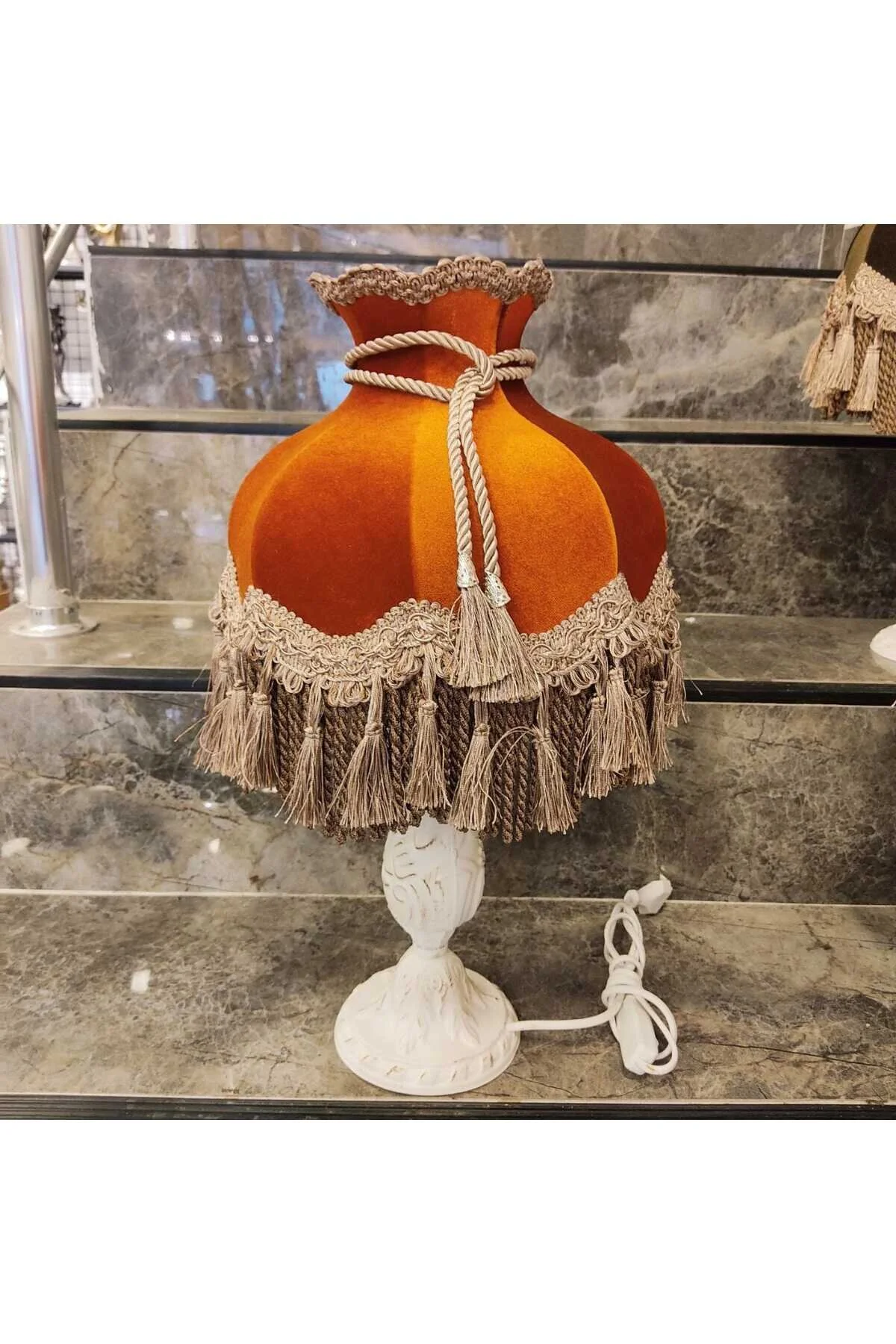 آباژور ESTERHOMEDECOR تک قطعه مدل TASSEL LAMPSHADE ORANGE hediye
