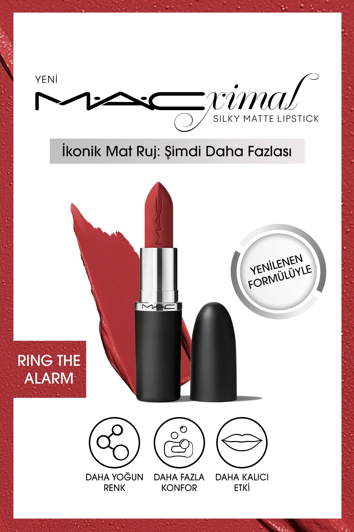رژ لب جامد مات رینگ د آلارم RING THE ALARM حجم 3 میل مک MAC