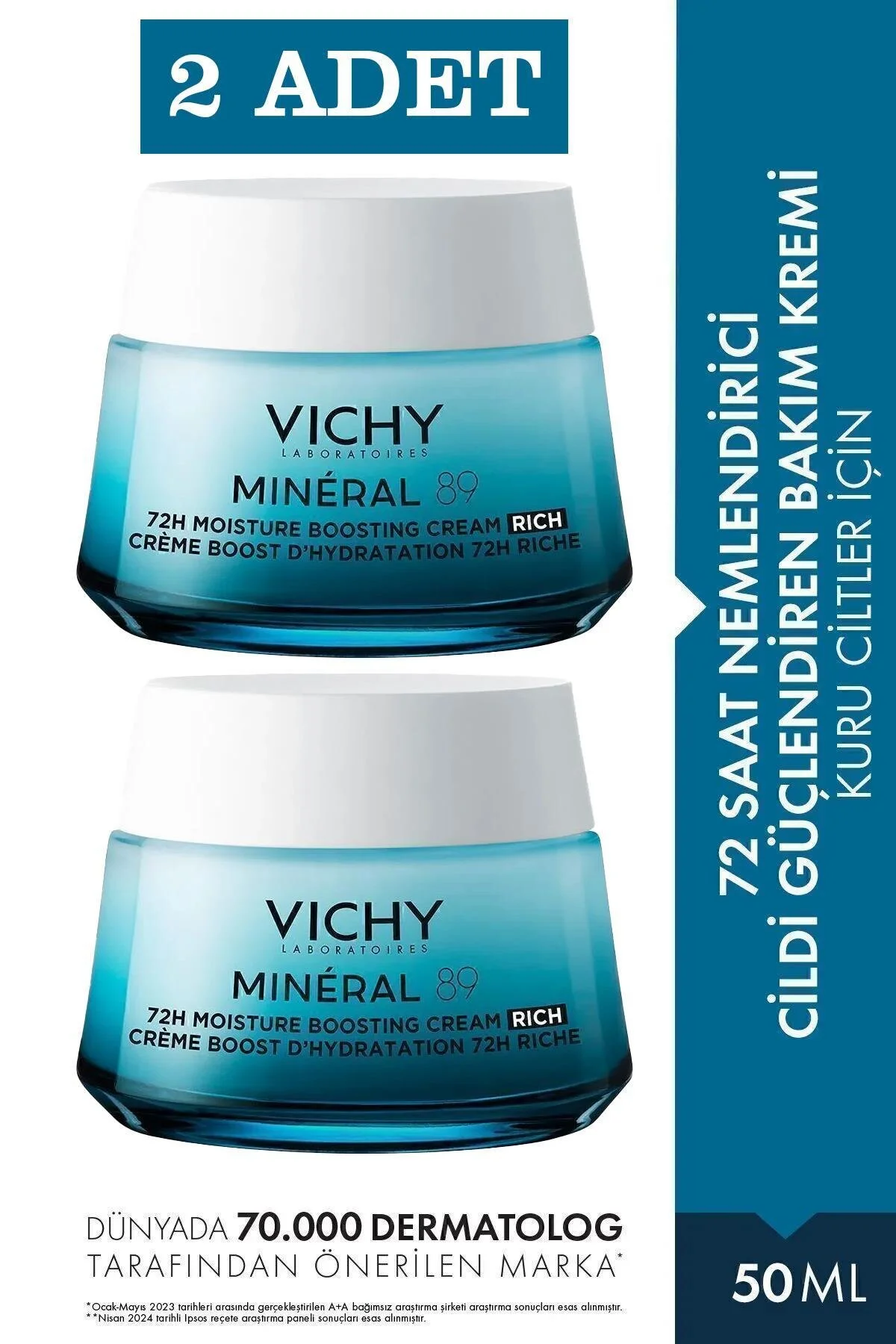 کرم صورت معدنی 89 مرطوب کننده غنی 50 میل 2 قطعه ویشی Vichy
