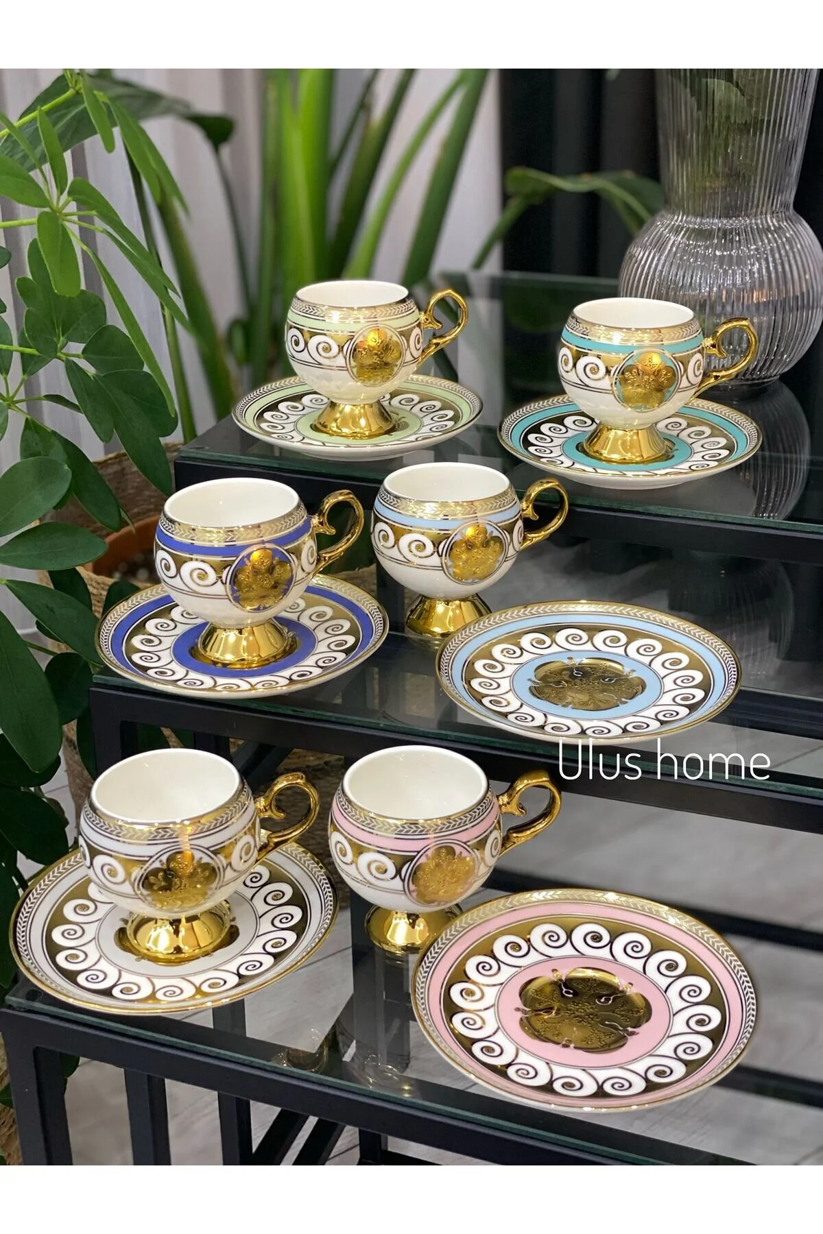 فنجان قهوه سفید ریاض 6 پرسلن مجموعه 90 میل Ulus Home