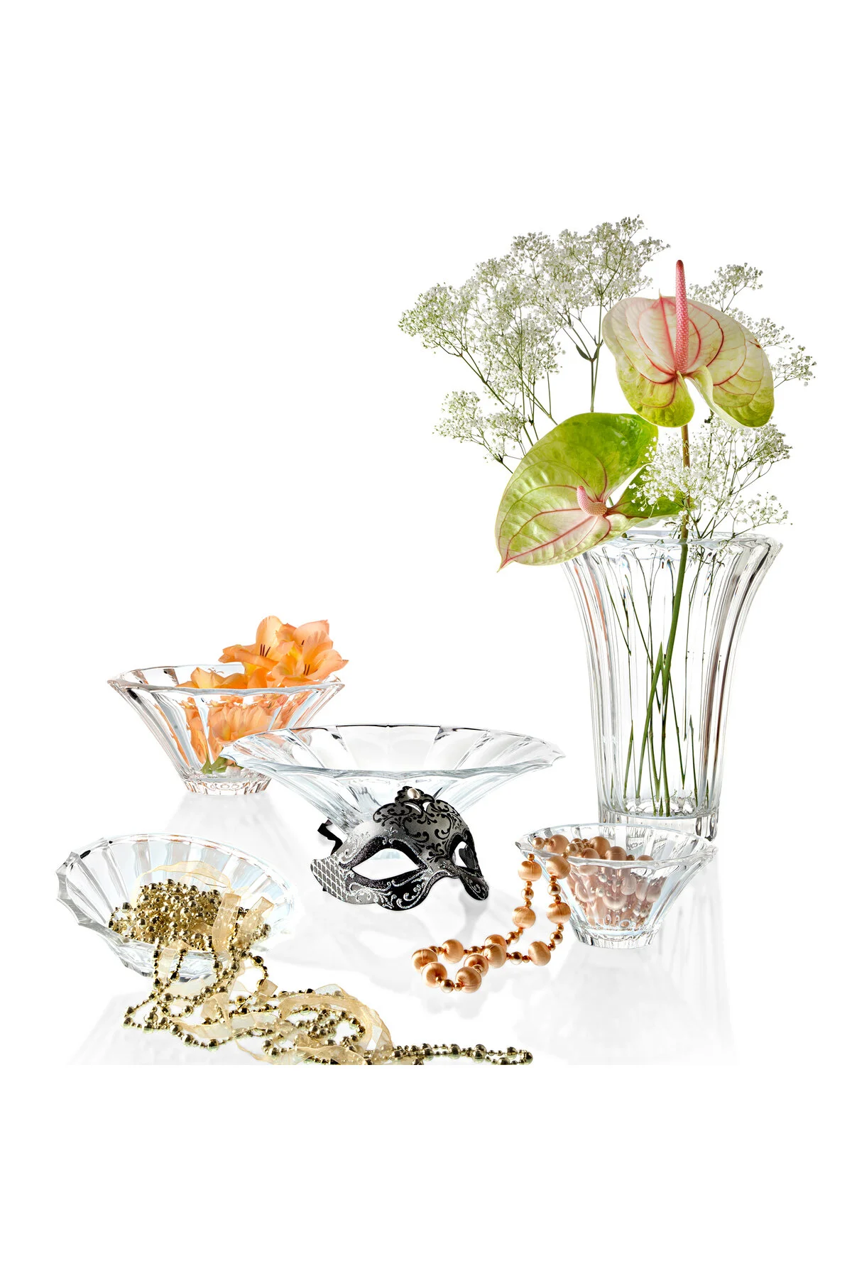 گلدان نارنجی شیشه ای 30 سانتی متر 8 03010004  Decorium