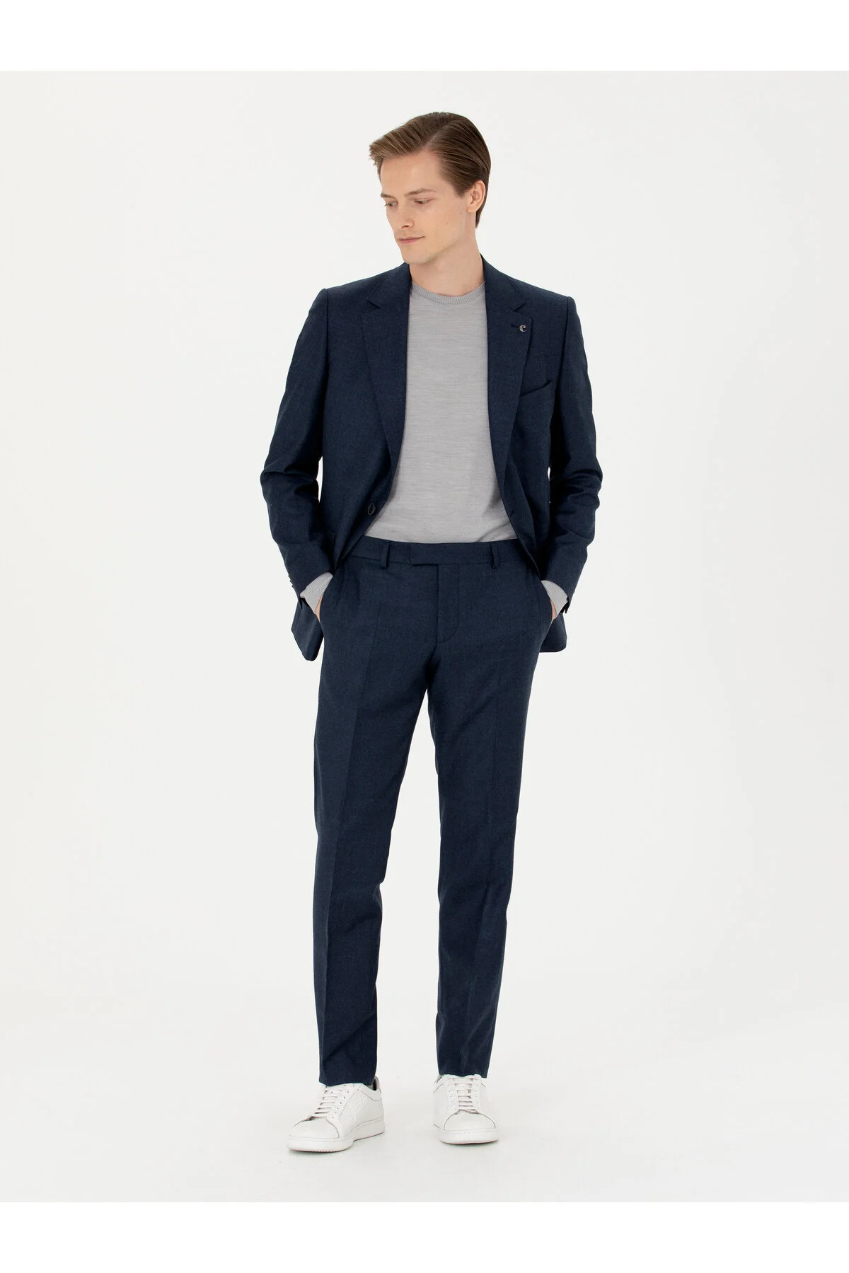 کت وشلوار و شلوار پشمی SLIM FIT NAVY BLUE 50277977 VR033 کاشارل Cacharel