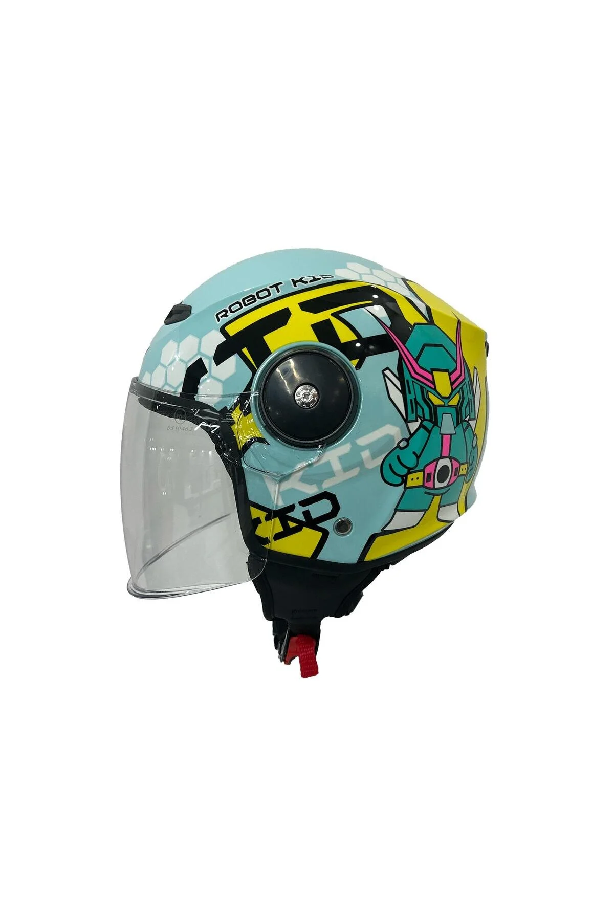 کلاه کاسکت موتورسیکلت آبی دخترانه و پسرانه بچگانه 814 ROBOT KID SEMI GLASS شفاف ویزیر دوچرخه ان موتور سیکلت اسکوتر ایمنی L SIZE LIGHT B Sway