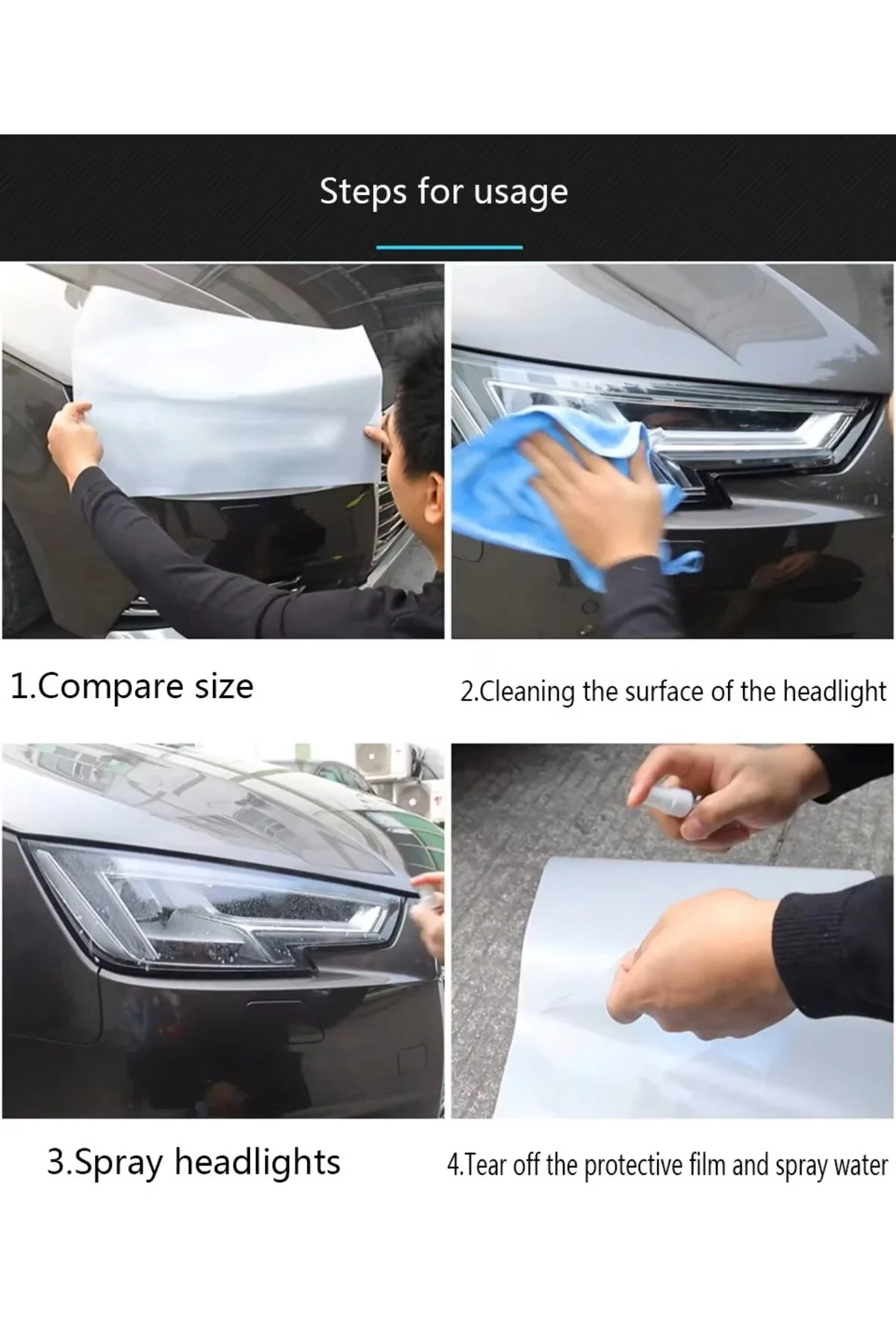 محافظ کاپوت چراغ جلو آئودی A4 سازگار و حصار پنجره PPF TPU محافظت شفاف 4 قطعه مستقیم 2 SLR CAR WRAP