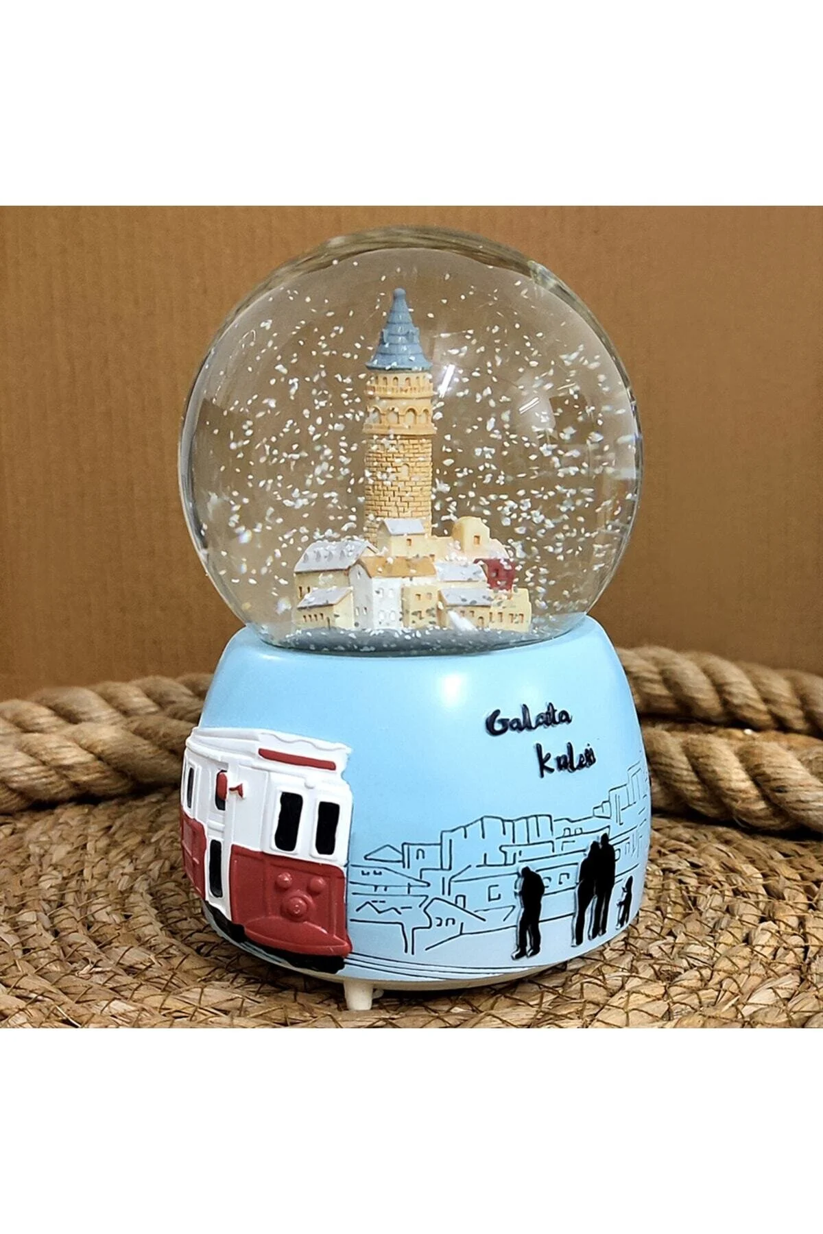 گوی برفی برج گالاتا با سایز بزرگ برف گلوب پاشش خودکار چراغ و موسیقی از ترکیه keyfim shop