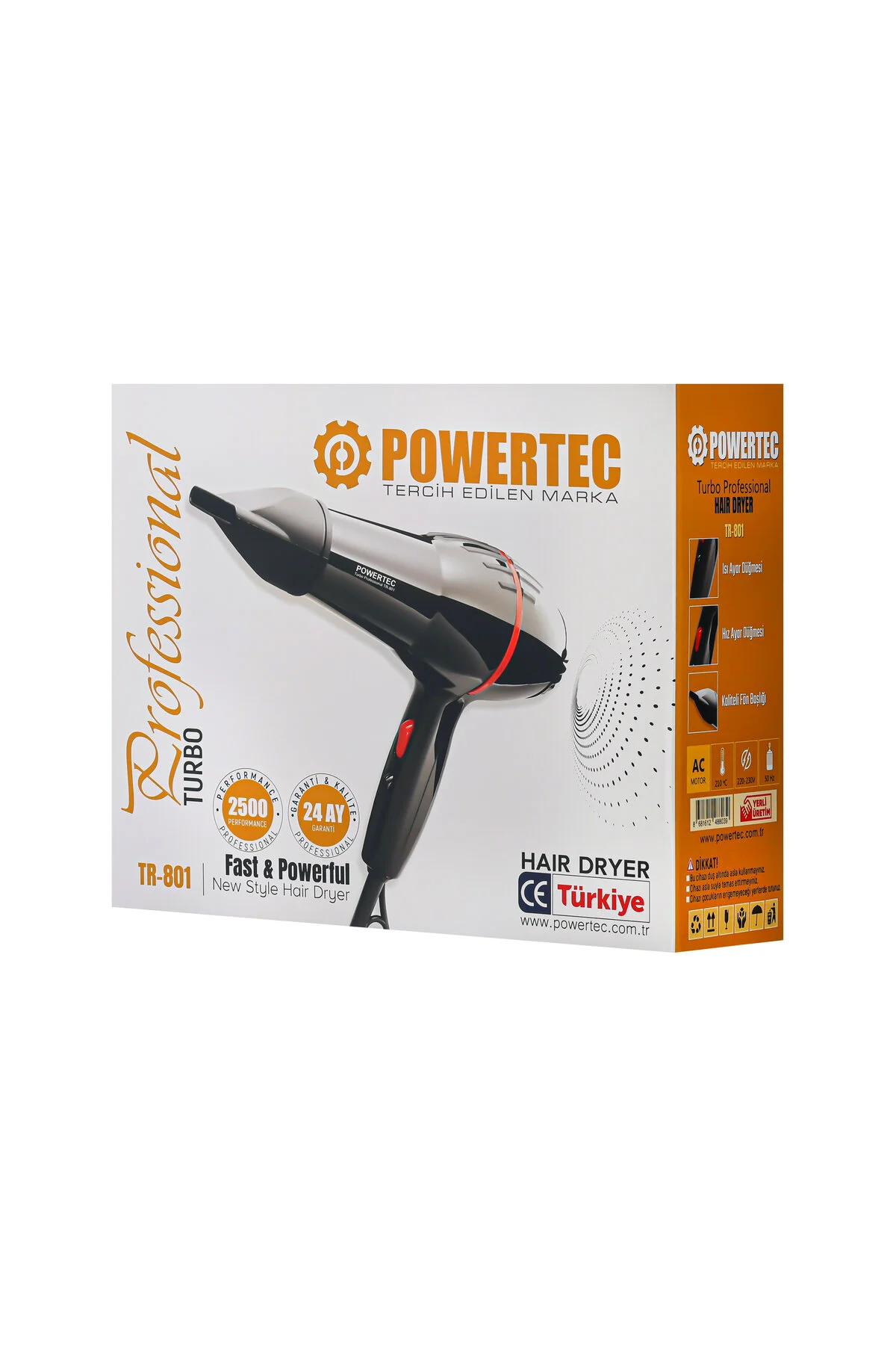 سشوار سیاه برقی Tr 801 خشک کن حرفه ای و دمنده پاورتچ Powertec