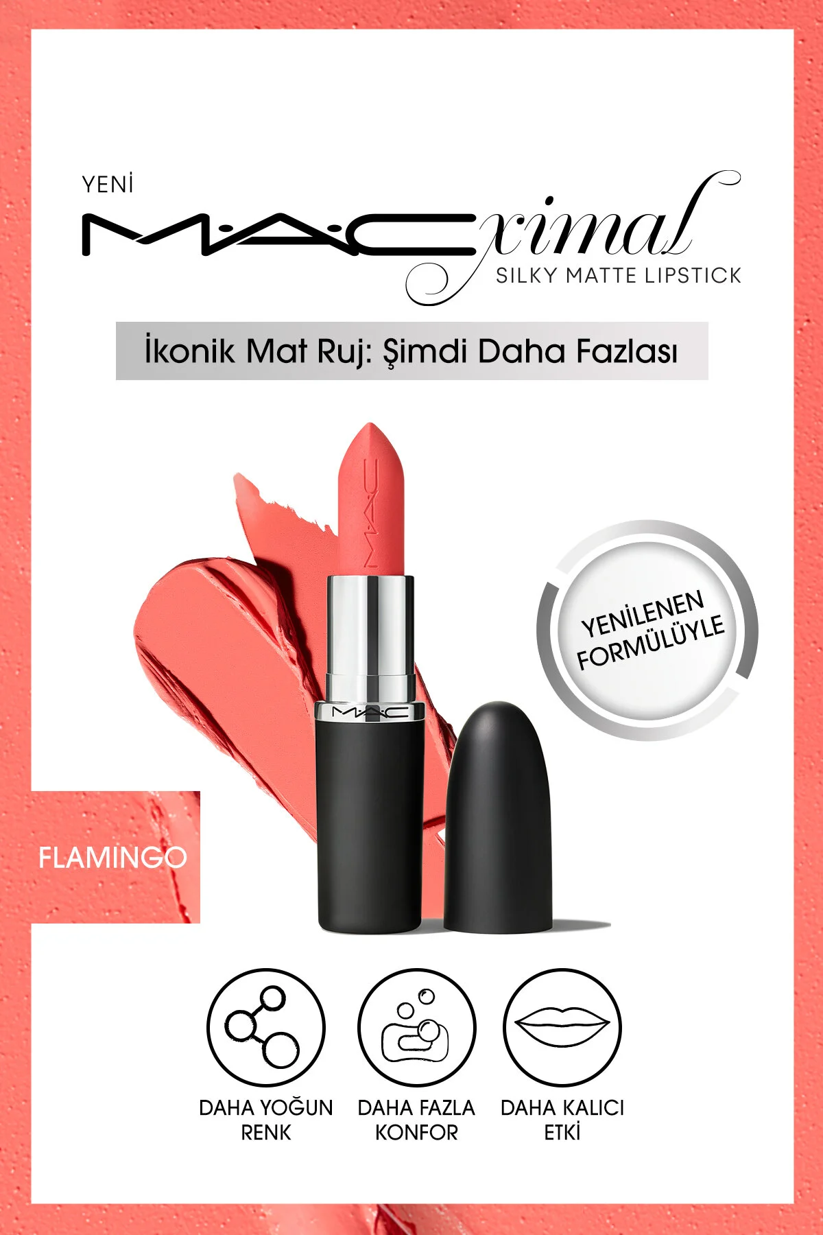 Mac لبخند درخشان: رژلب مخملی مرطوب کننده با رنگدانه های فوق العاده فلامینگو