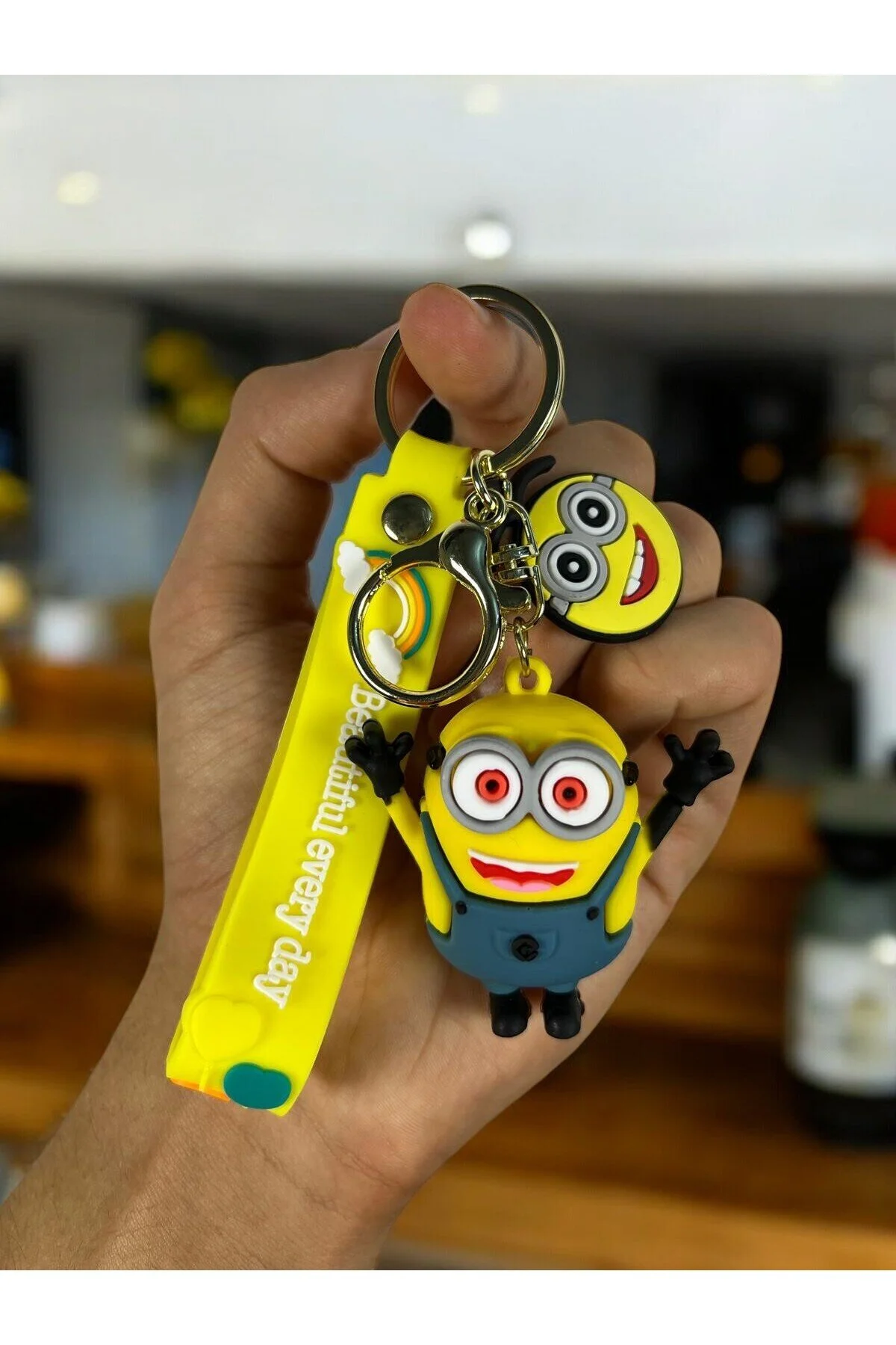جلیقه کلید لوازم جانبی کیف و جاکلیدی سیلیکونی سه بعدی لوکس سایز بزرگ MINIONS GLANZEND