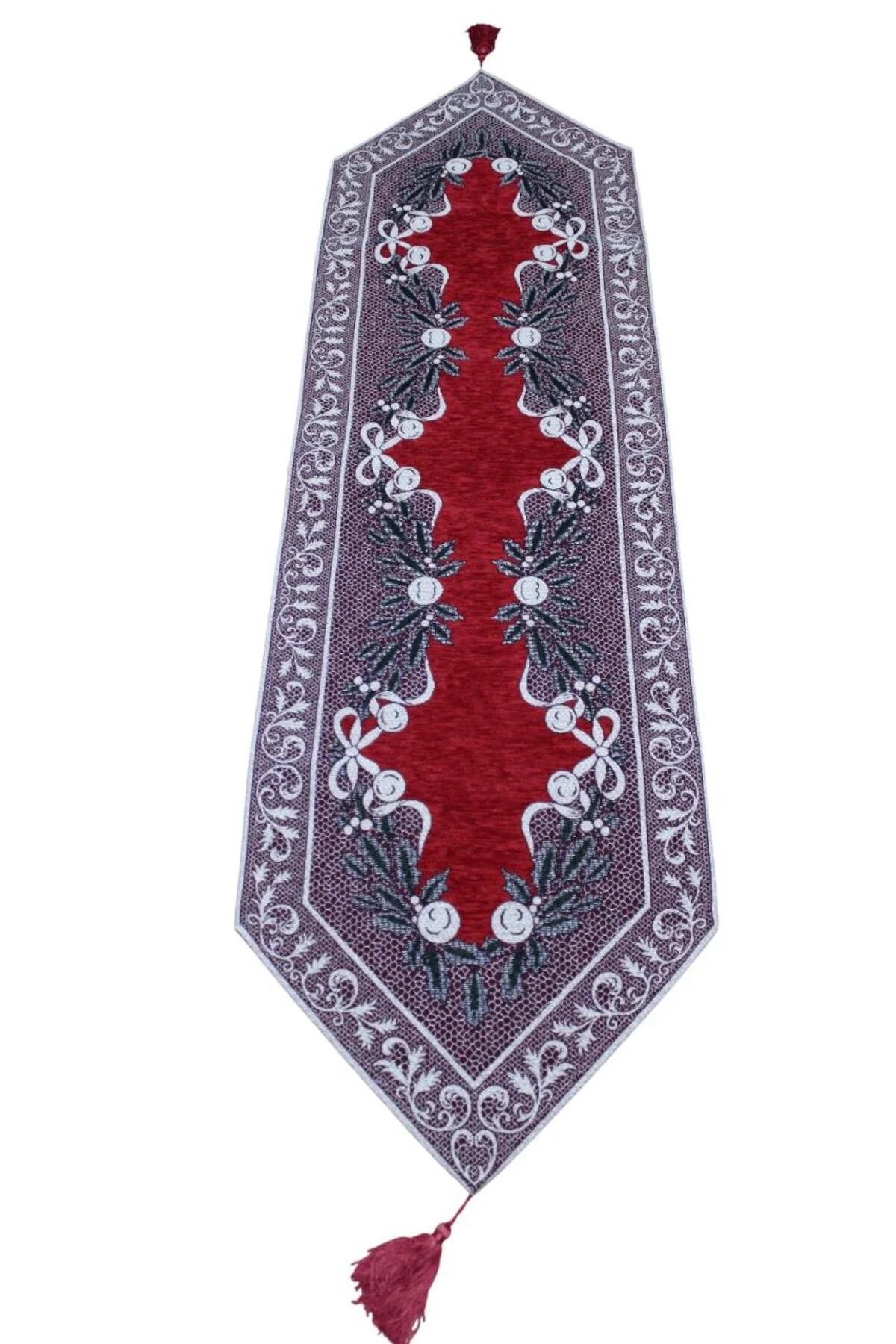 رانر و زیر بشقابی چند رنگ گل تاج کریسمس ژاکارد بافی Goben Decorative Year New Runner 40 150  Believe