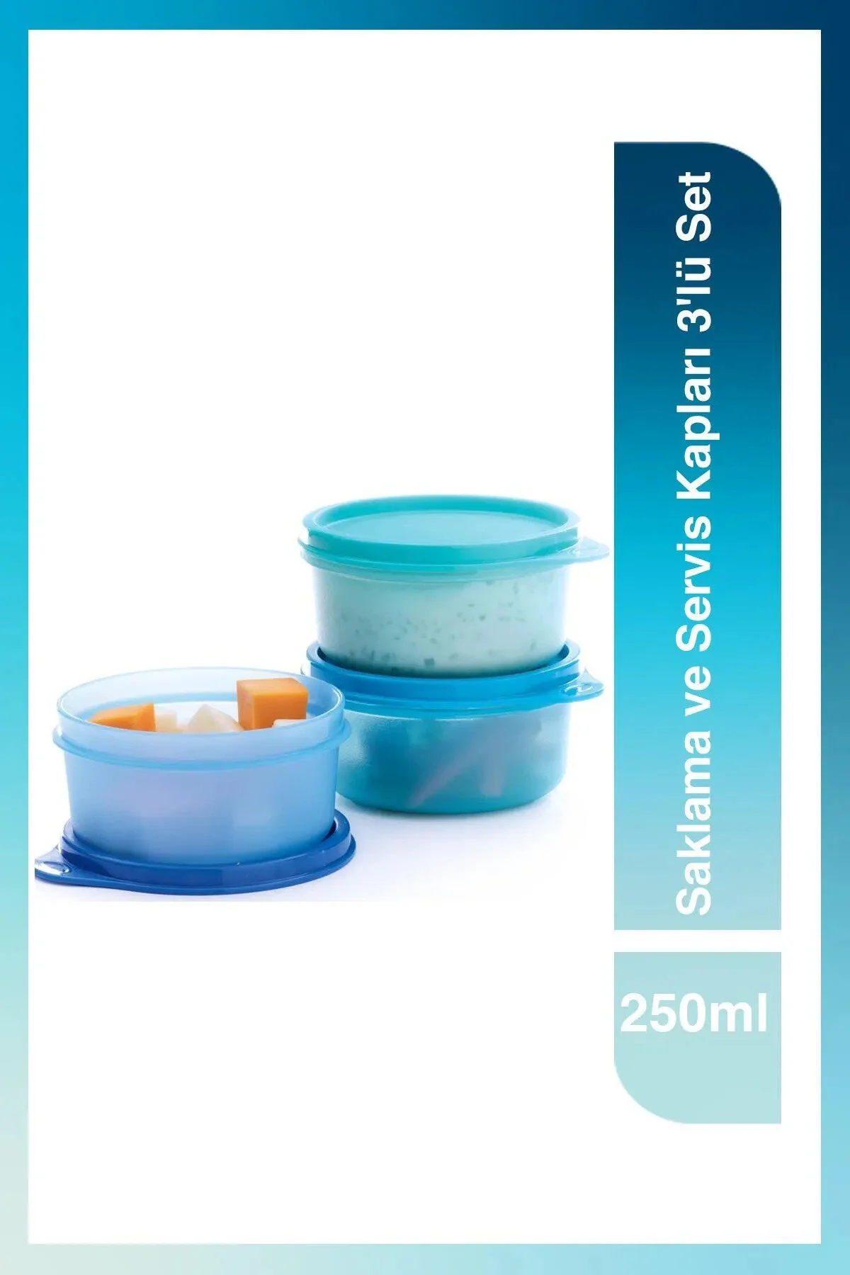 ظرف نگهدارنده آبی کانتینر ذخیره سازی و سرویس 3 مجموعه 250 میل Tupperware