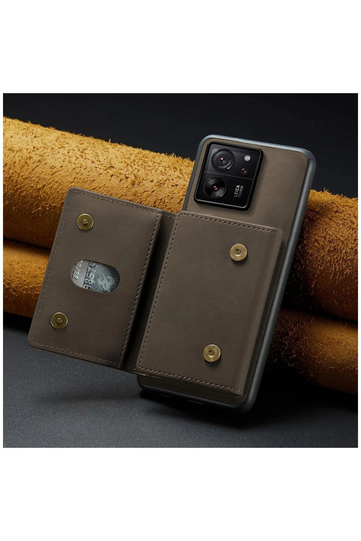 کاور و قاب چرمی ZEBANA 2IN1 ELITE CLASS سازگار با کیف XIAOMI MI 13T PRO پول قهوه ای تیره Zebana