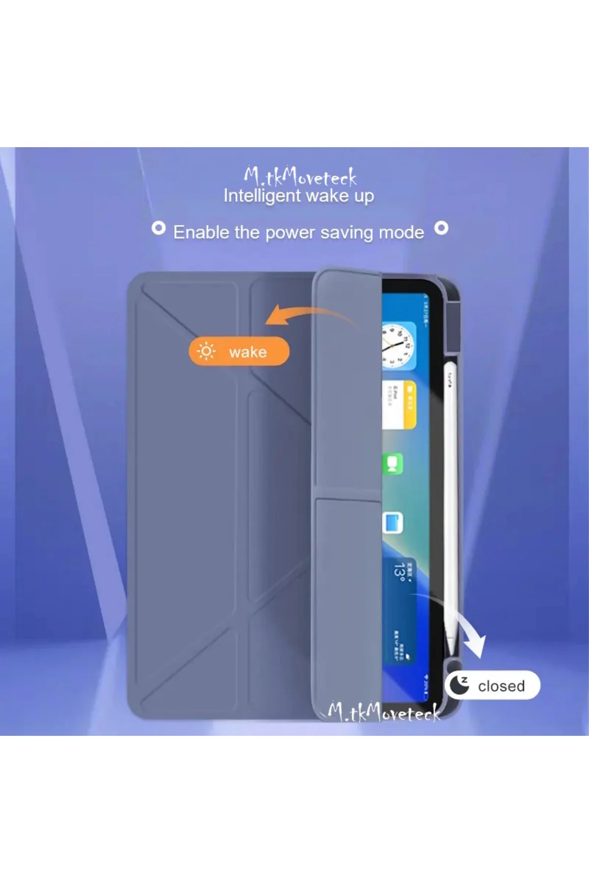 کاور تبلت HUAWEI MATEPAD SE 11 اینچی قاب تاشو با محفظه قلم و روکش سیلیکونی نرم حالت خواب m.tk moveteck