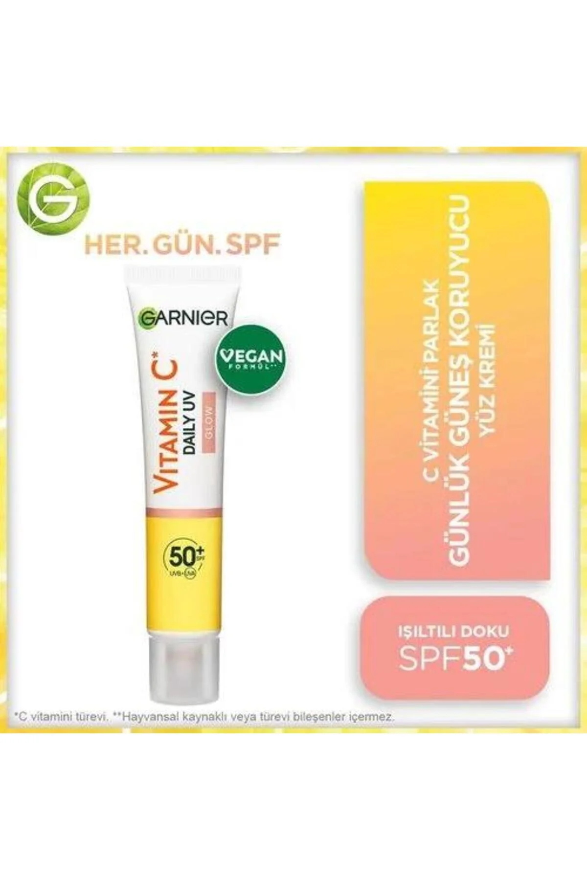 کرم بدن ویتامین C روشن روزانه UV محافظت شده از صورت درخشان SPF50 40ML Garnier