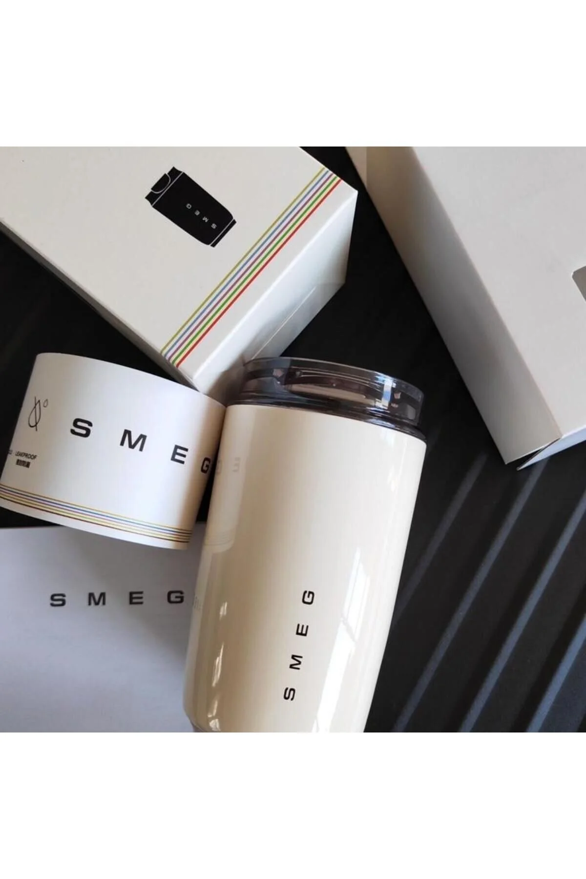 فلاسک قمقمه سفید آب ورزشی فنجان SMEG قهوه داغ استیل شیشه ای حرارتی اورجینال teknotrust