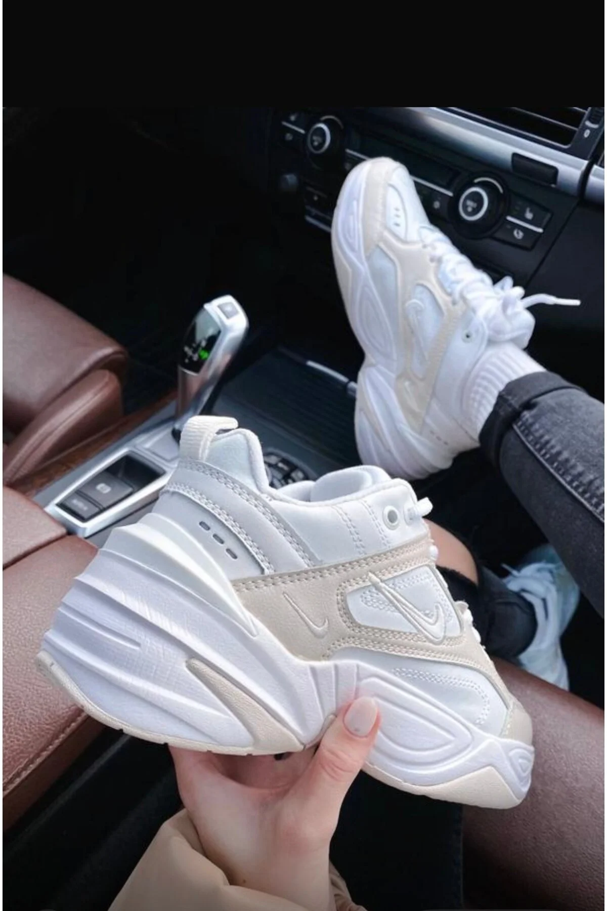 کفش مردانه زنانه یونیسکس ورزشی چرمی M2K Tekno و اصلی شکسته سفید 4 سانتی متر نایک Nike
