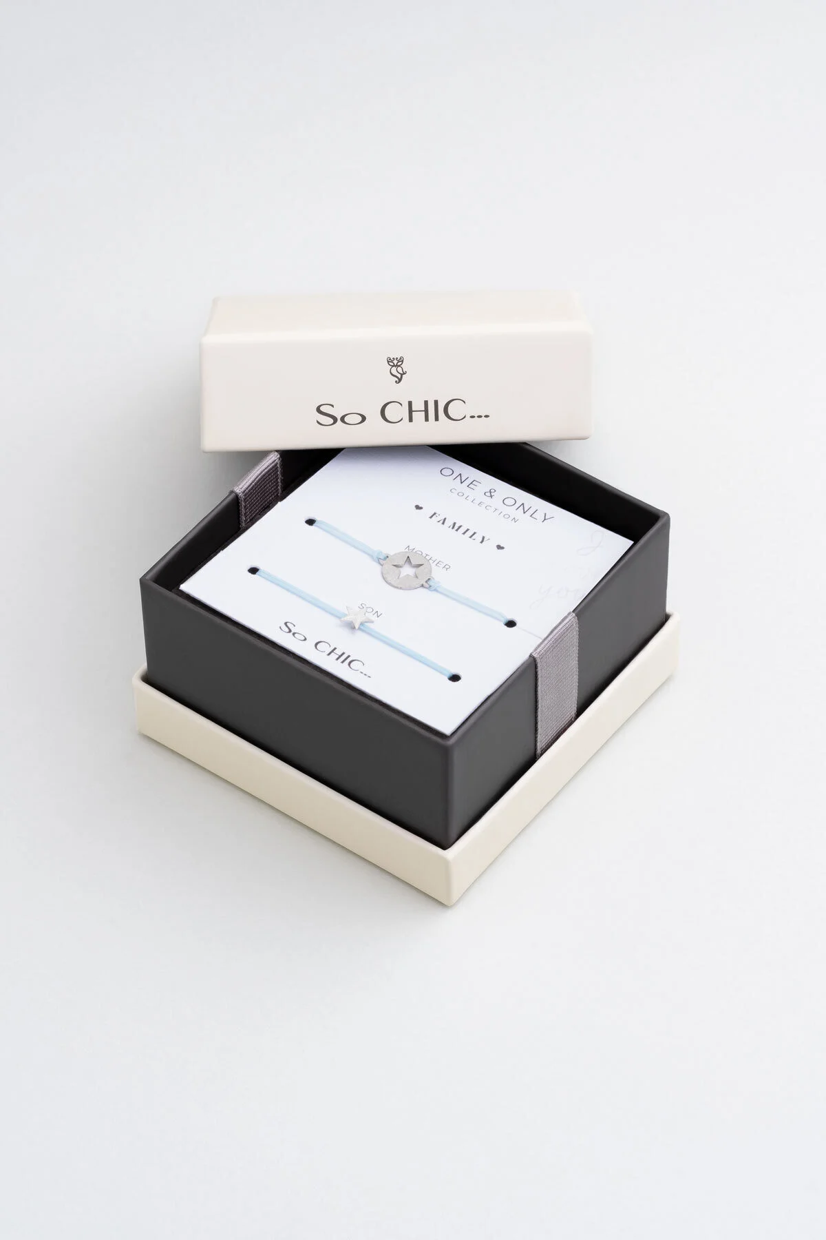 دستبند نقره ای ستاره با روکش طلای سفید 18 عیار مادر و پسر So Chic