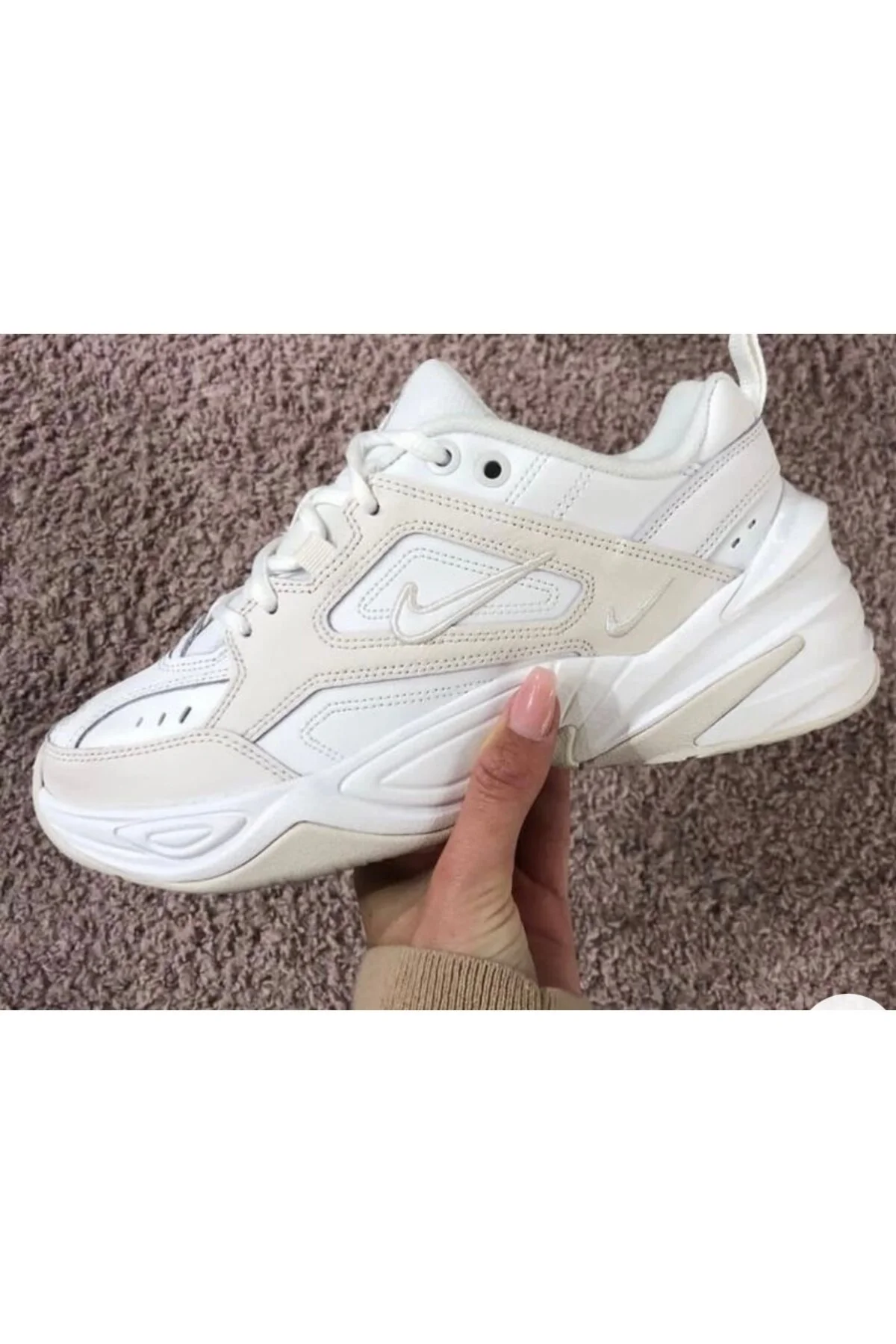 کفش مردانه زنانه یونیسکس ورزشی چرمی M2K Tekno و اصلی شکسته سفید 4 سانتی متر نایک Nike