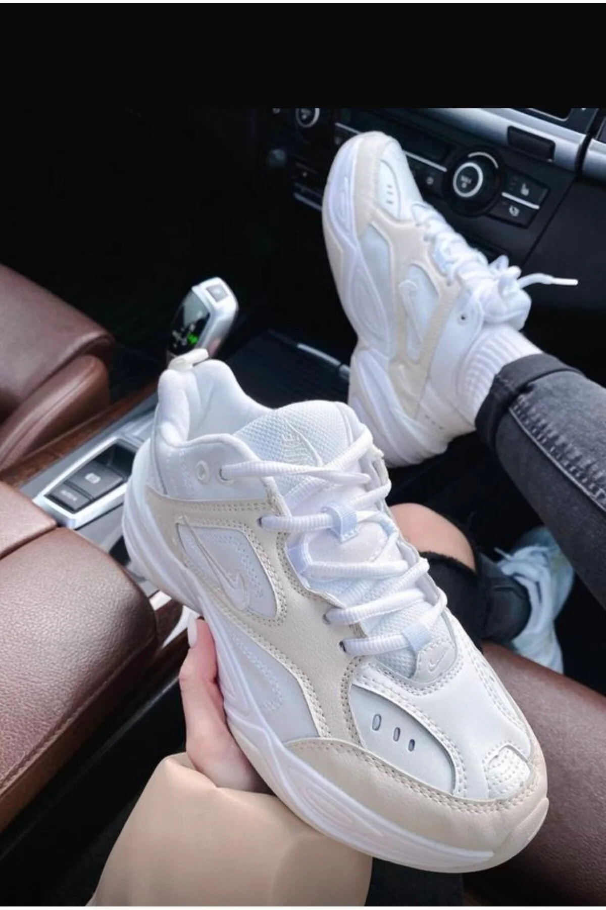 کفش مردانه زنانه یونیسکس ورزشی چرمی M2K Tekno و اصلی شکسته سفید 4 سانتی متر نایک Nike