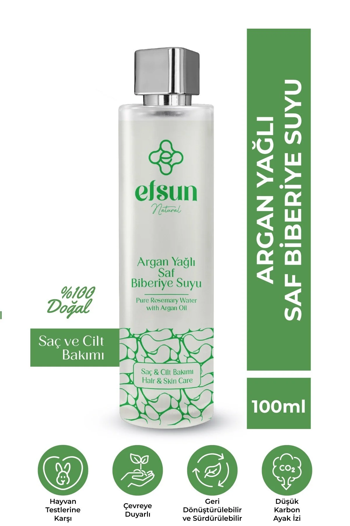 تونیک مو روغن آرگان آب رزماری تقویت کننده ضد شوره سر موثر 100% طبیعی 100 میل Efsun Natural