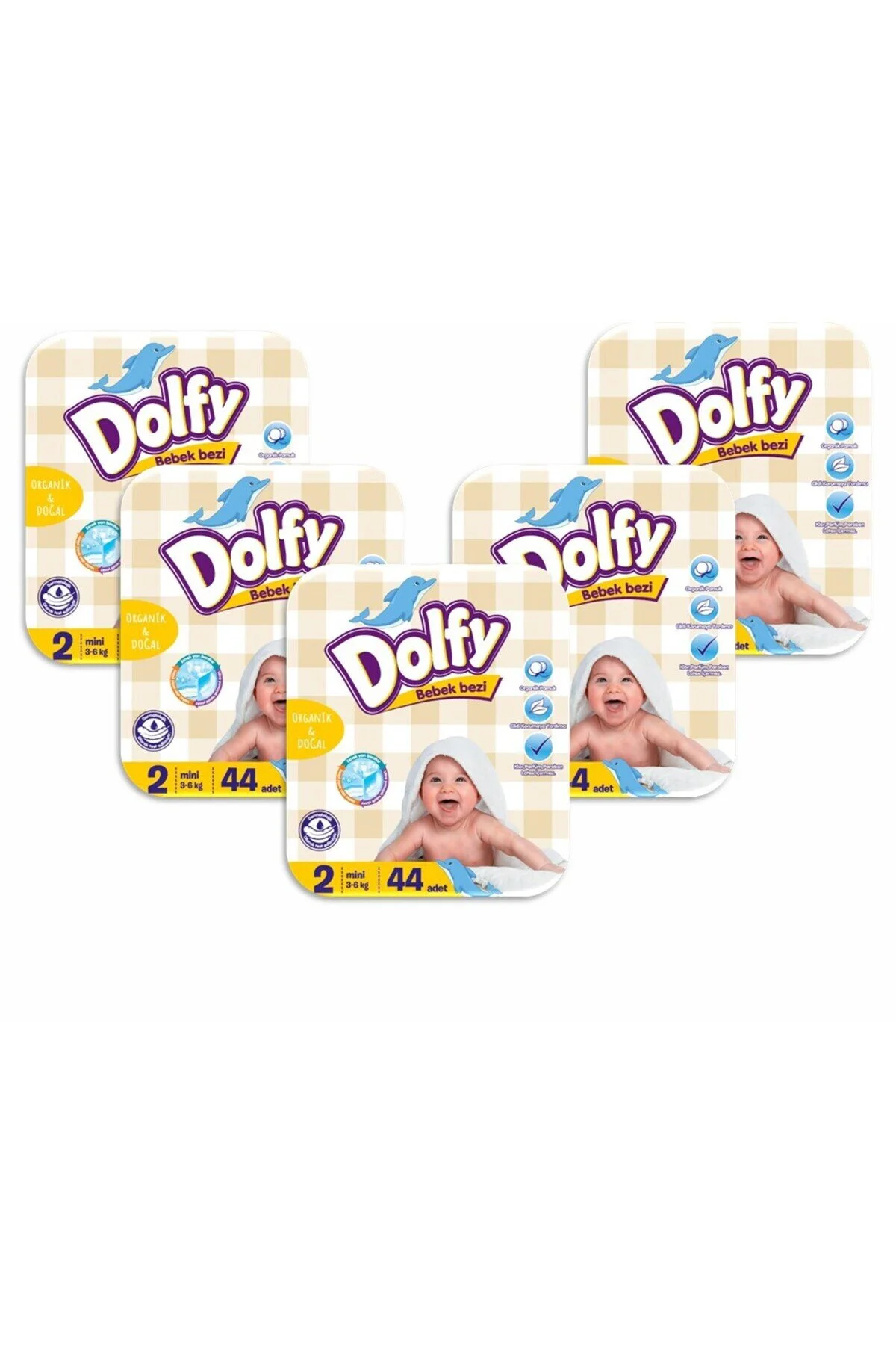 پوشک بچه سایز 2 بسته فرصت اقتصادی I 220 عدد 3 6 کیلوگرم 44X5 اورجینال DOLFY
