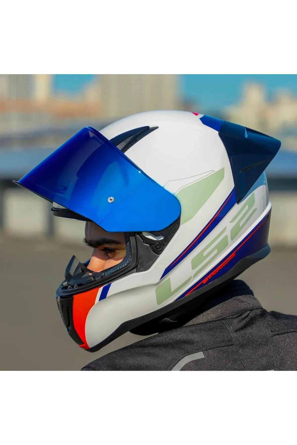 کلاه کاسکت موتورسیکلت RAPID RACEWAY RACE FULL FACE MOTORCYCLE ایمنی مسابقه اسپویلر شفاف رنگین کمان ال اس 2 LS2