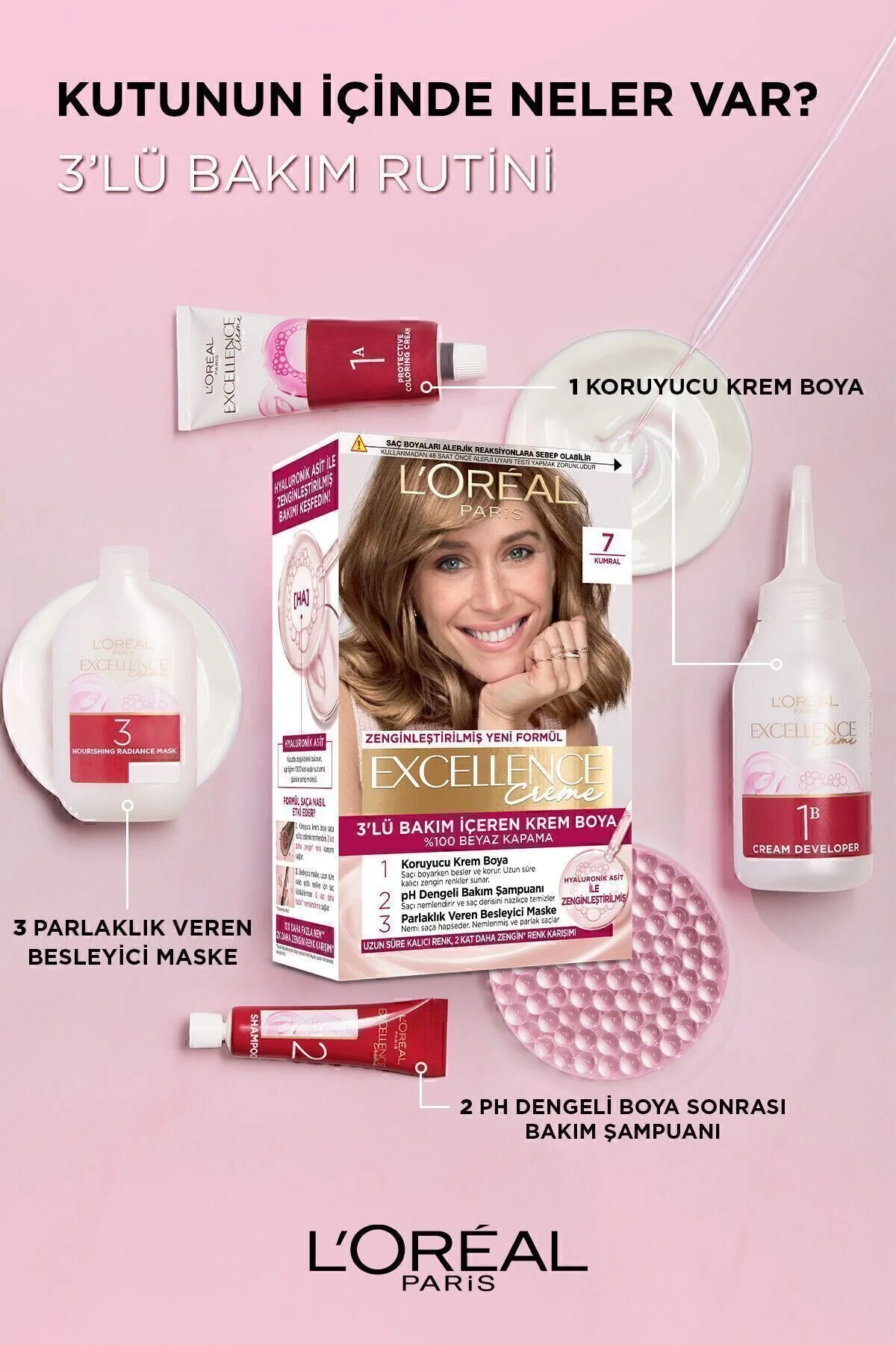 L'Oreal Paris رنگ مو کرم 100% پوشش موهای سفید Excellence رنگ شاه بلوطی تیره شماره 3