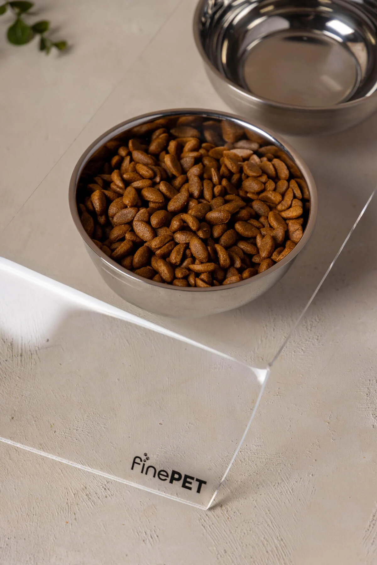 ظرف آب و غذای گربه سگ FINEPET PLEXI STAND 2 تکه ای از مواد غذایی فولادی FH finehome