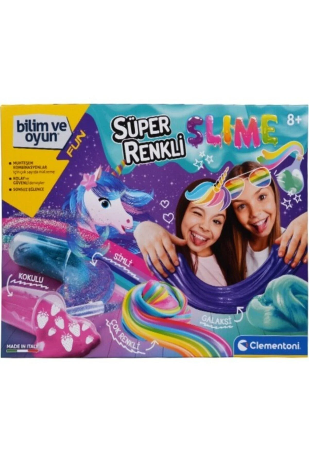 خمیر بازی چند رنگ Clementoni Science And Game Super Colorful Slime 64812 محصول دارای مجوز PO8005125648122 Genel Markalar