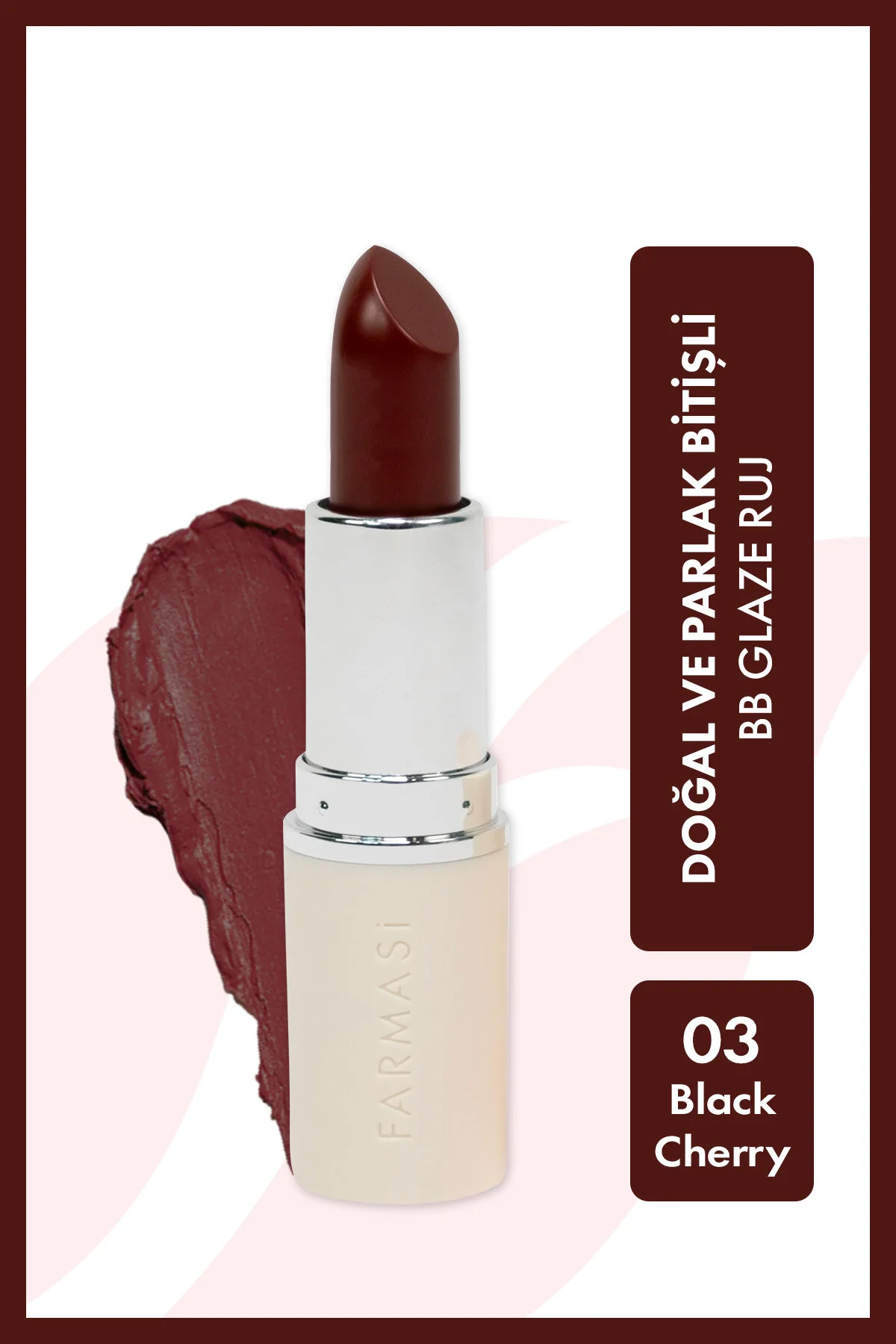 رژ لب BB گلیز برند فارماسی مدل BB Glaze Ruj 03 Black Cherry 4 gr