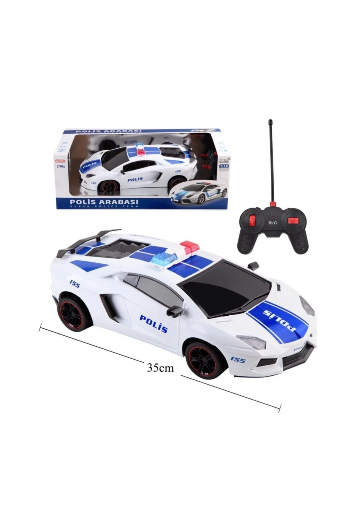 ماشین اسباب بازی پلیس شارژ با کنترل از راه دور عملکرد کامل 1 12 مقیاس Toysan