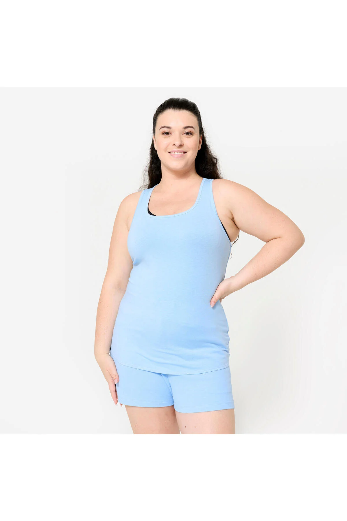 رکابی ورزشی آبی زنانه ورزشکار یقه دوچرخه باریک تناسب اندام دکتلون Decathlon