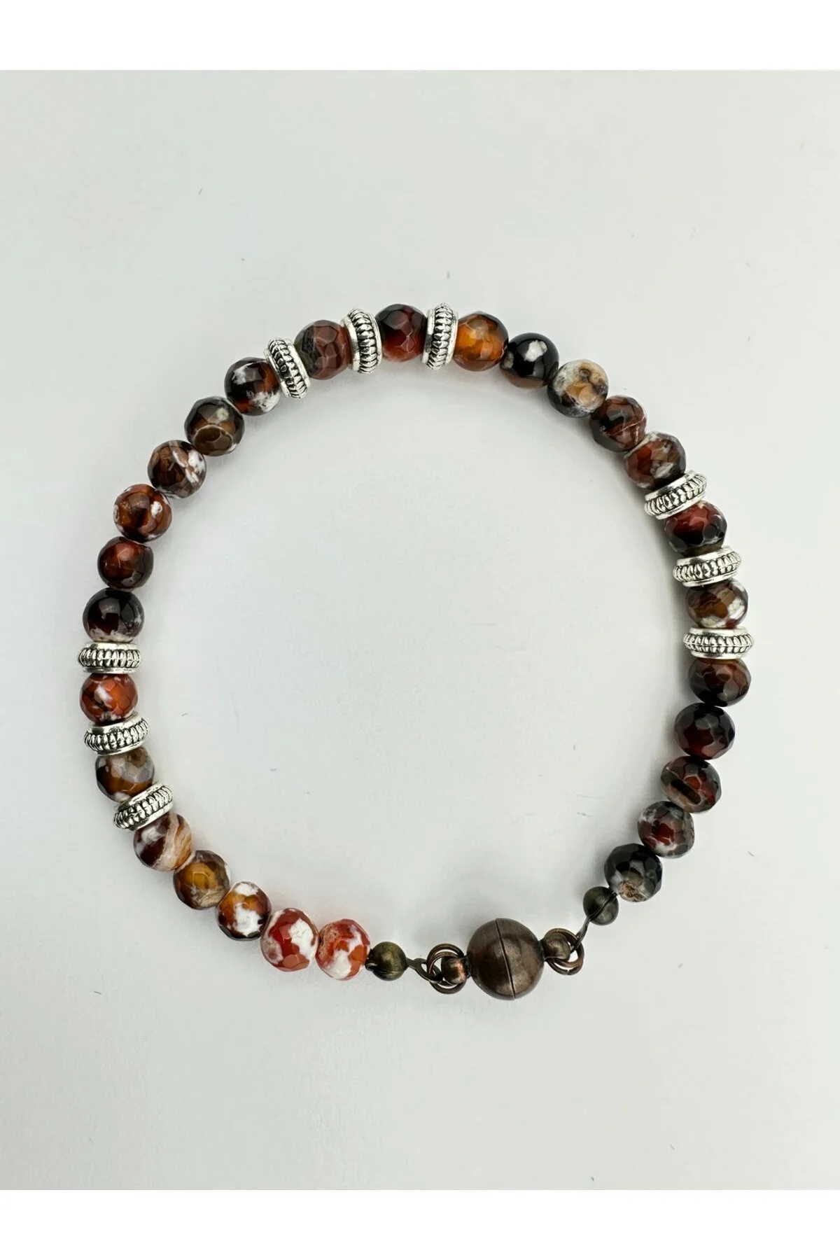 دستبند فشن چند رنگ مردانه سنگی طبیعی اورجینال Amber Koleksiyon