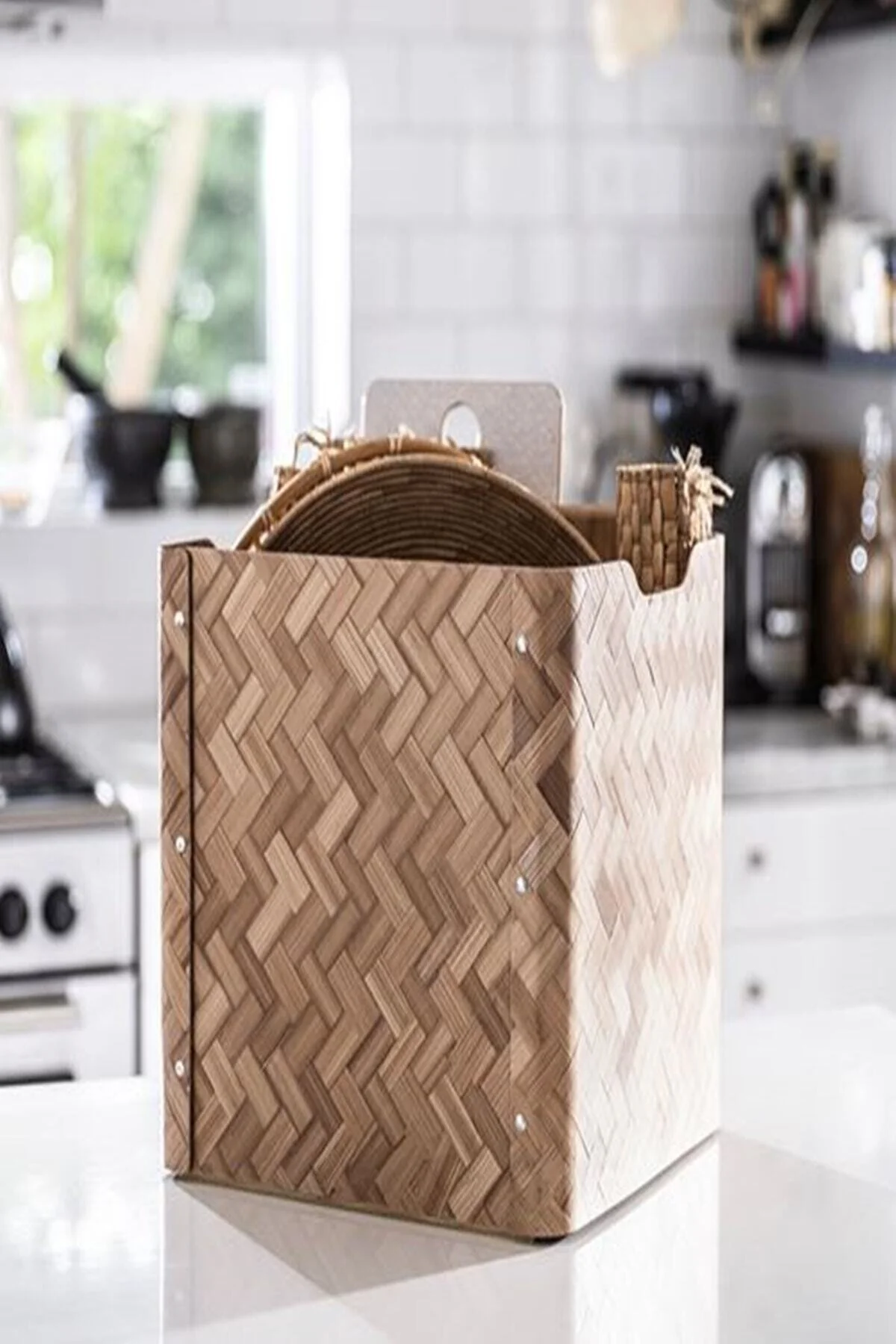 سبد چند رنگ سازمان دهنده Bamboo Box Meridyendukkan 32X35X33 Cm IKEA