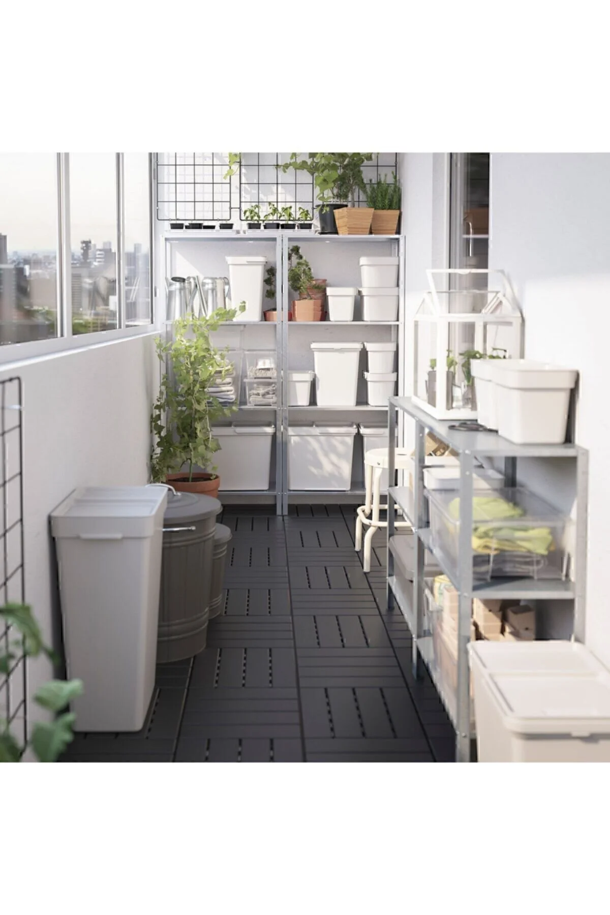IKEA سطل زباله 35 لیتری هالبار، جداسازی زباله، جعبه طبقه بندی لباسشویی خاکستری روشن