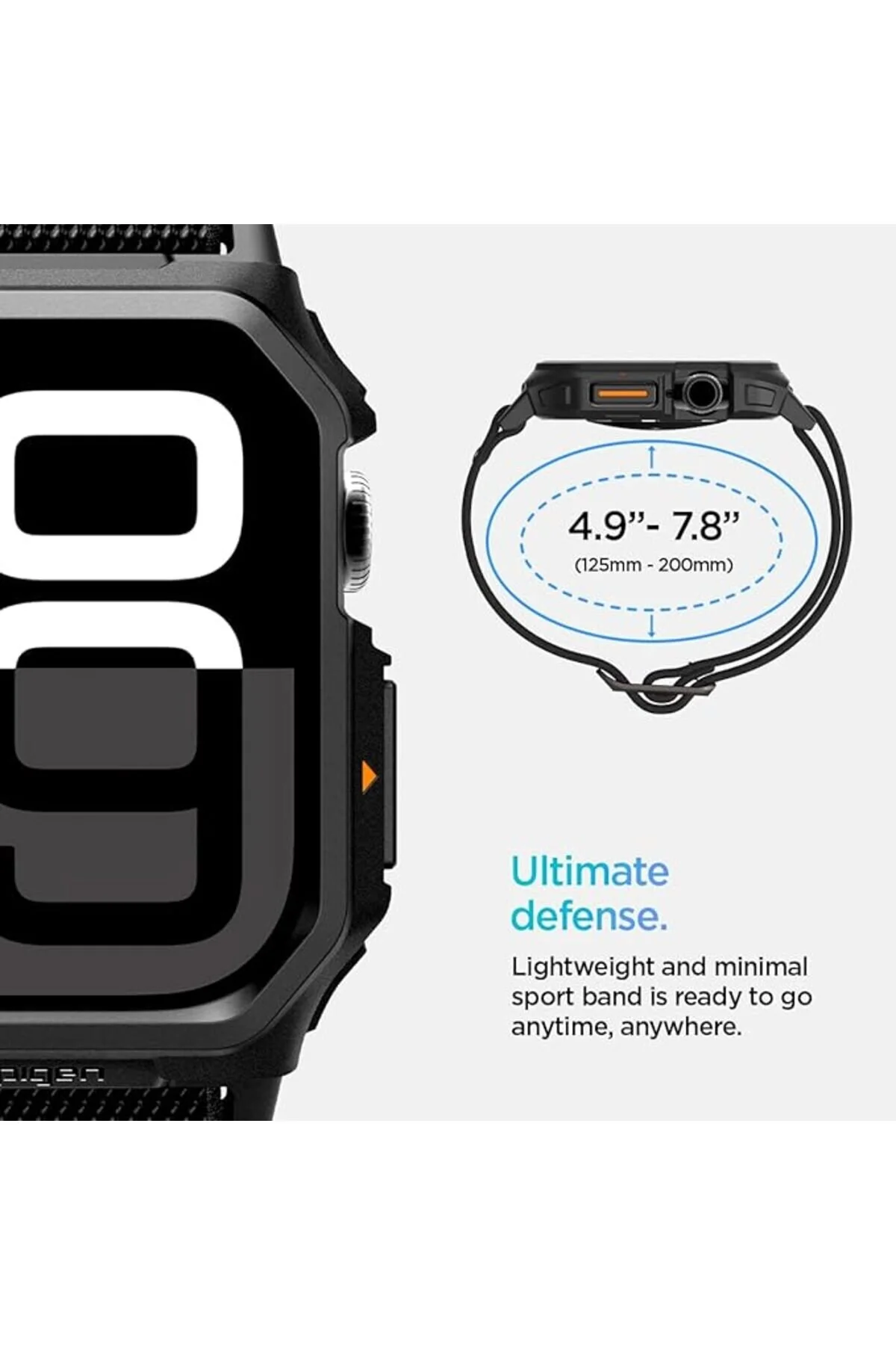 بند ساعت هوشمند APPLE WATCH 42MM SERIES 10 CASE & CORD BLUE LITE FIT PRO MATTE BLACK Spigen
