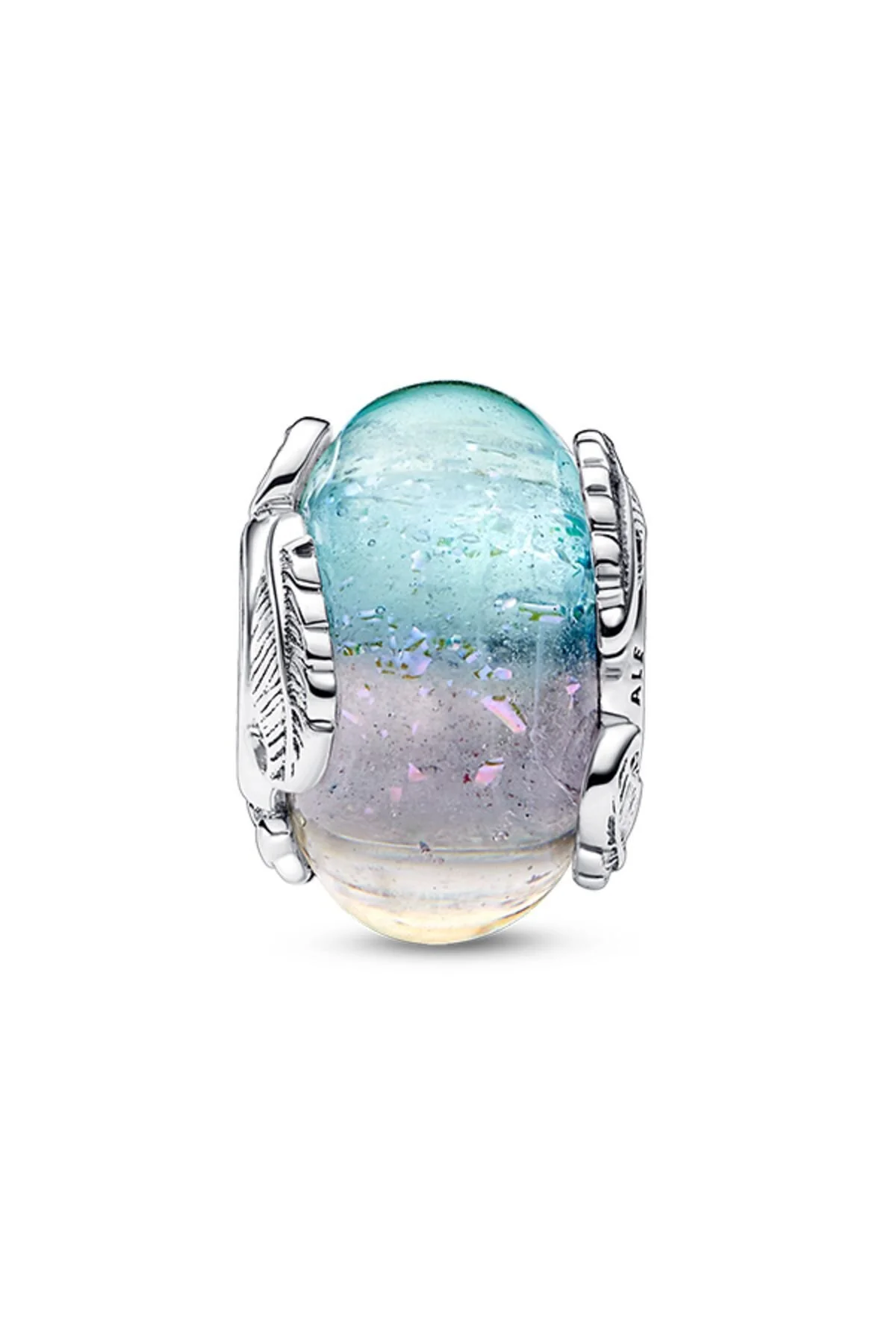 چارم شیشه مورانو چند رنگ و طلسم پر Pandora