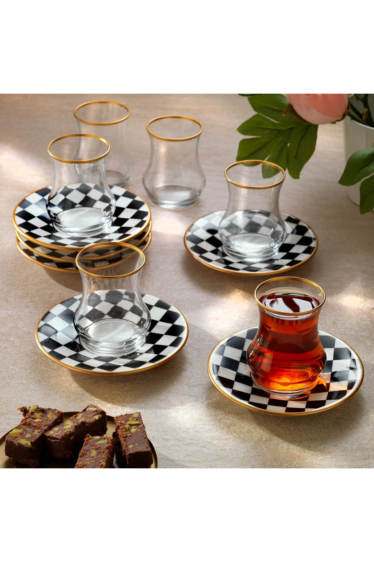 لیوان چای 6 نفره HEYBELI 12 قطعه سیاه Schafer