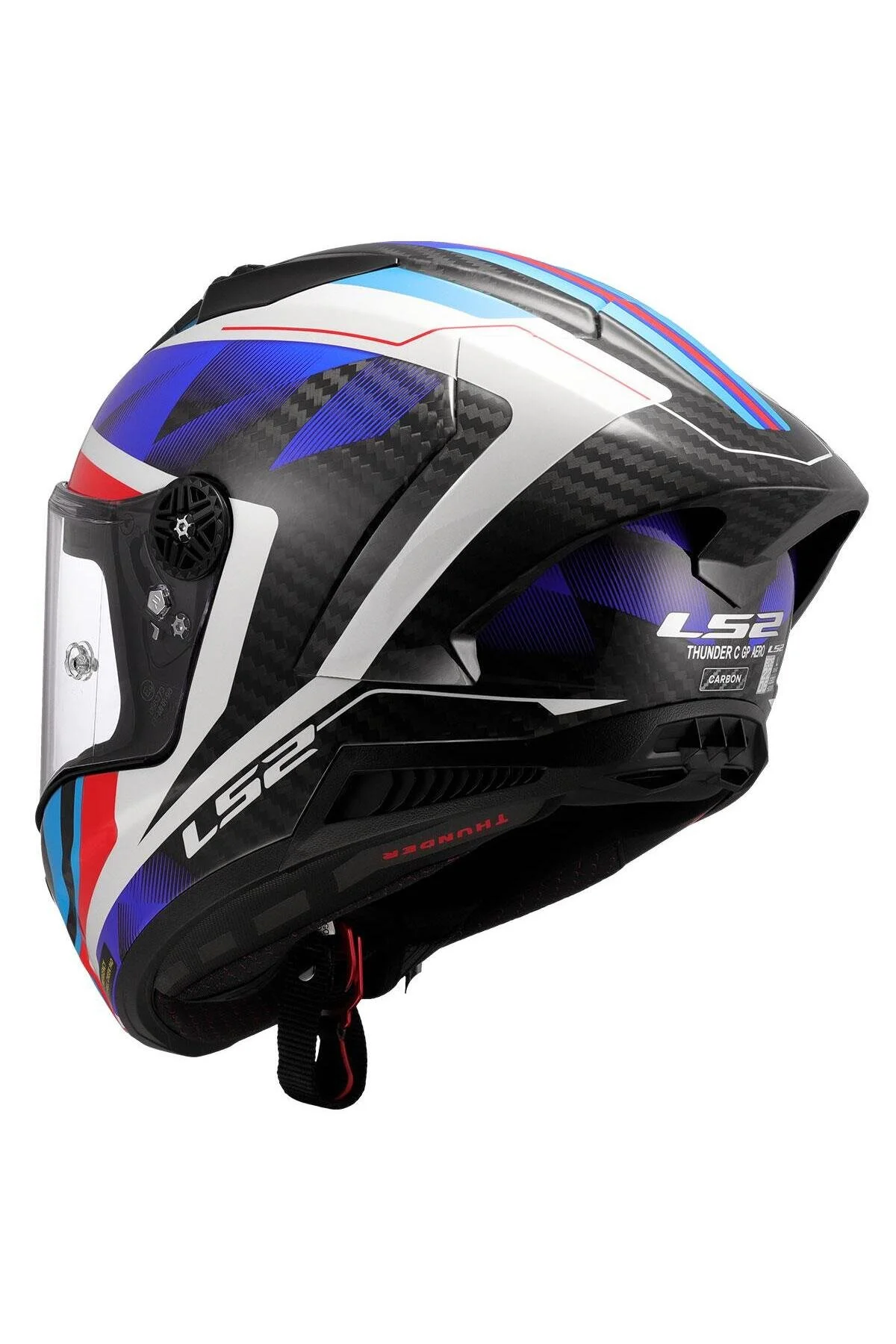 کلاه کاسکت موتورسیکلت چند رنگ THUNDER CARBON GP AERO RAUTE BLUE RED ایمنی LS2