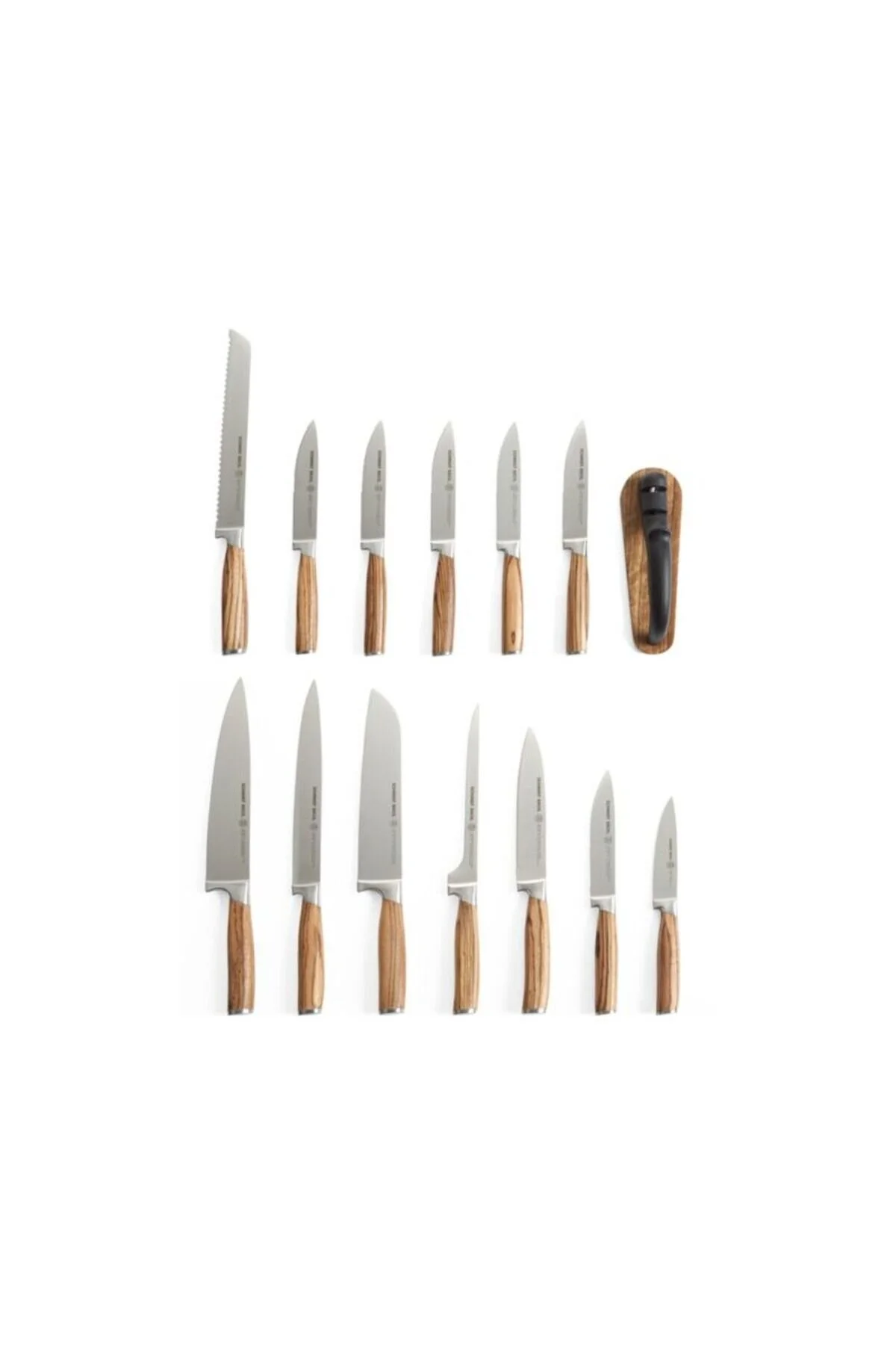 چاقو و ست 15 قطعه مجموعه بلوک چاقوی چوبی گورخر فولاد ضد زنگ آلمانی خال کوبی  SCHMIDT BROTHERS