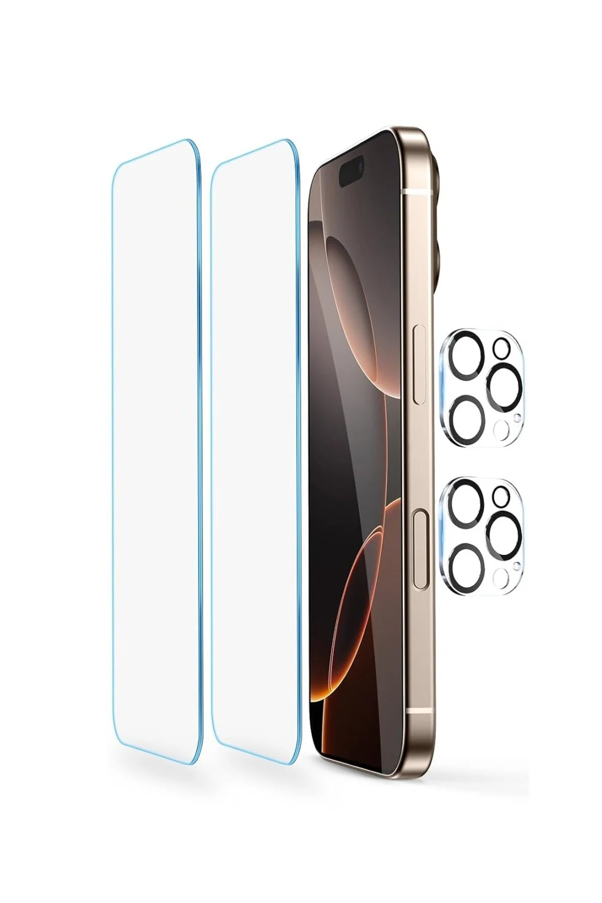 محافظ صفحه نمایش 2 شیشه + لنز و دوربین سازگار با IPHONE 16 PRO MAX EVAX