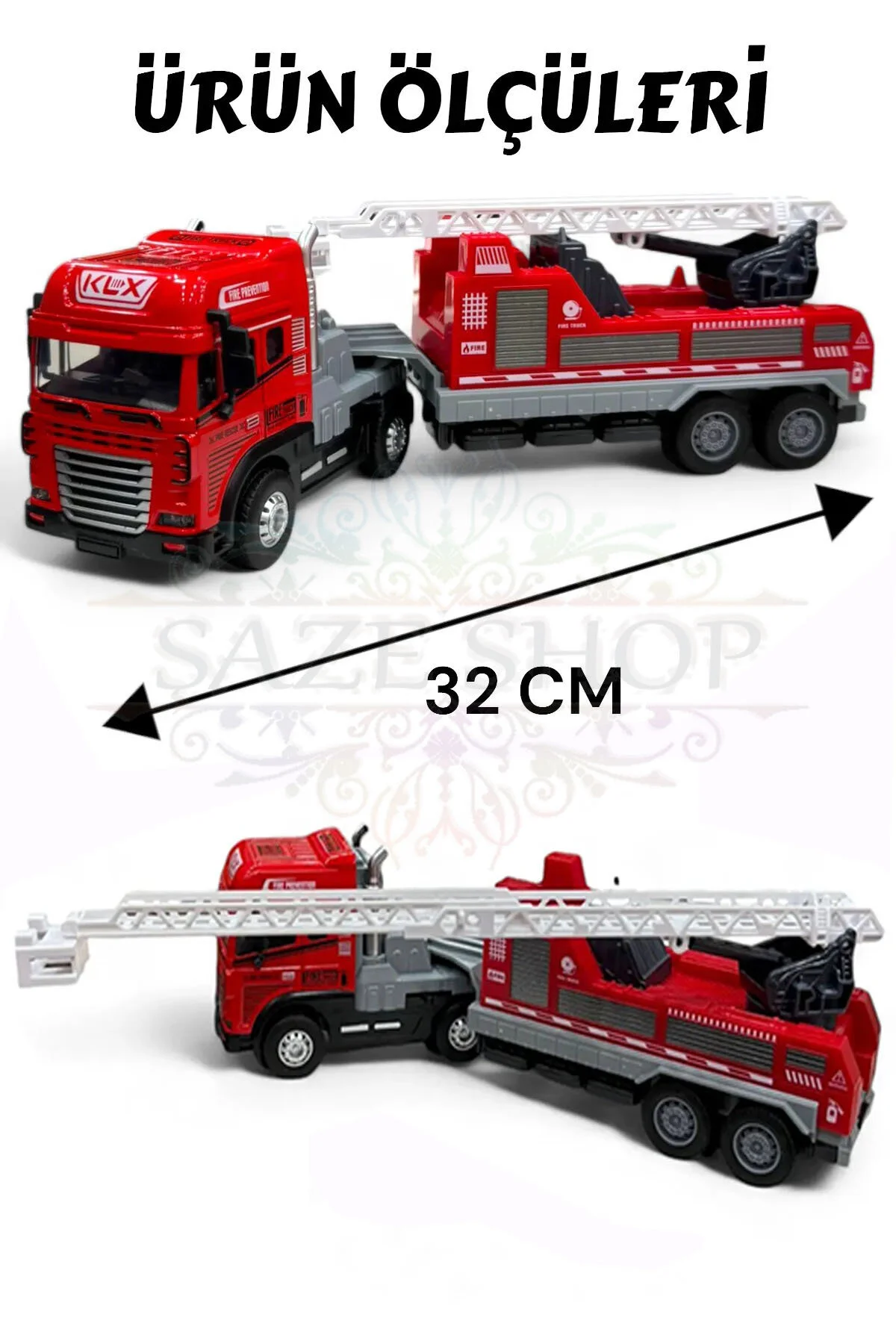 ماشین اسباب بازی نور اصطکاکی KLX800 239 با موسیقی 1:24 کامیون آتش نشانی صدا و SAZE