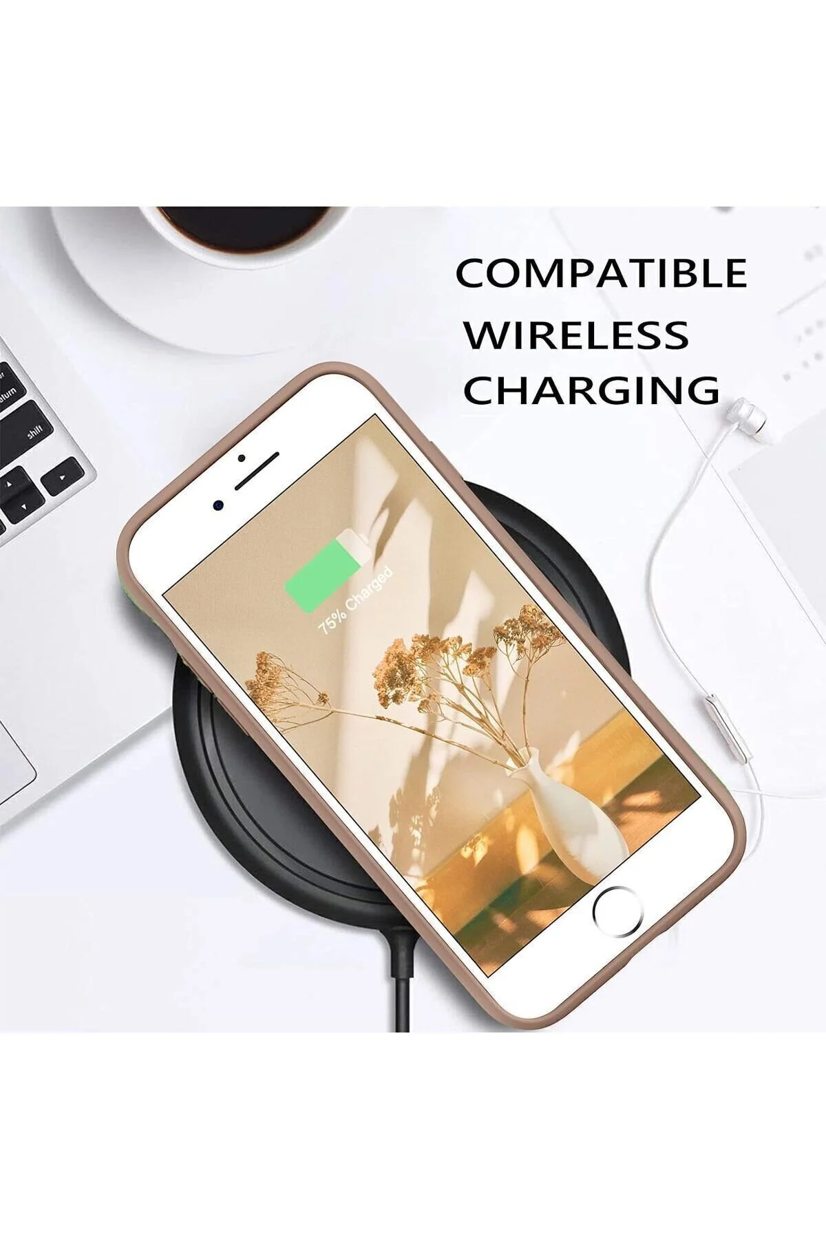 کاور و قاب آیفون 8 پلاس 7 روکش میکروفایبر سیلیکونی نرم قهوه ای izzytech