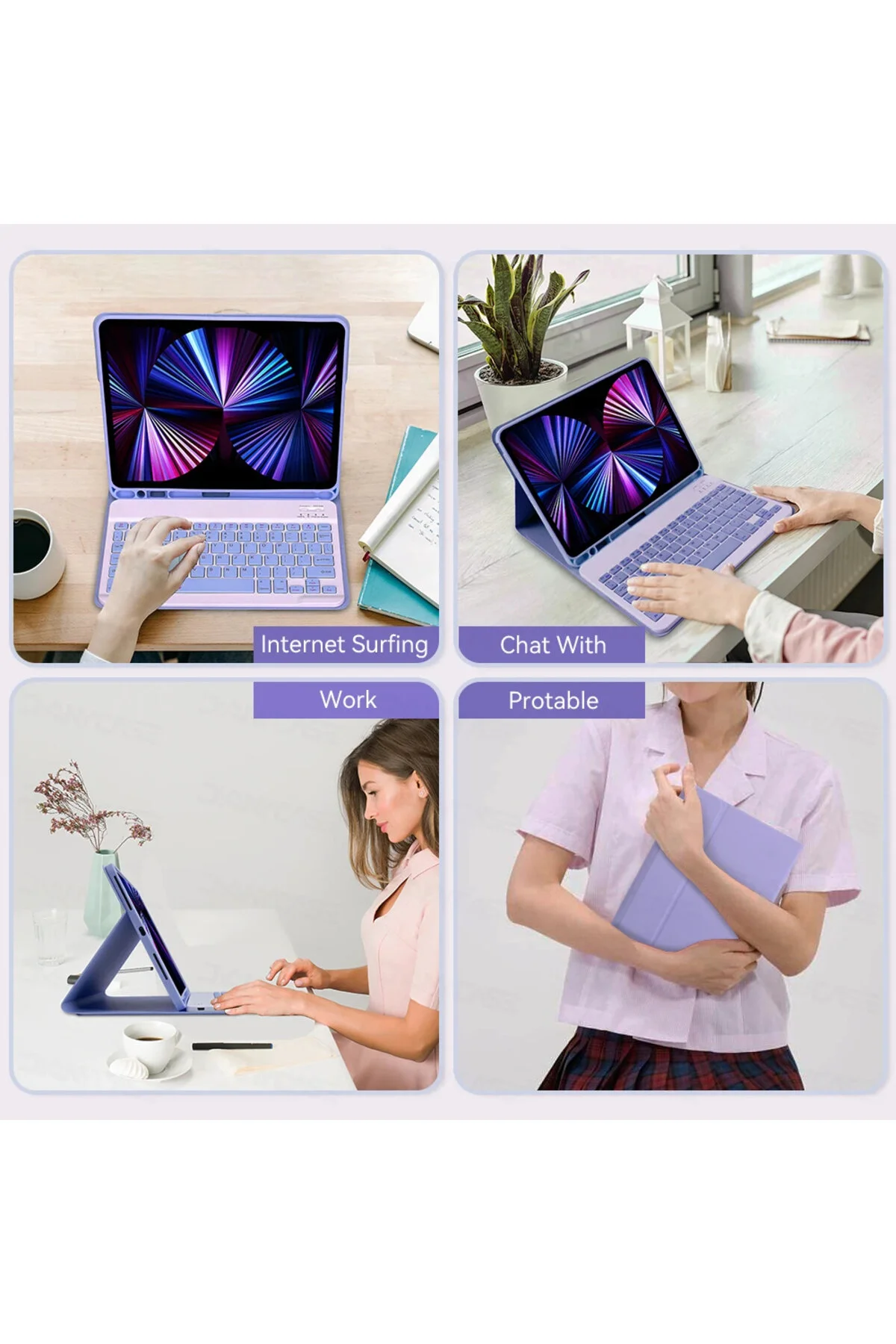 کاور تبلت قاب کیبورد محفظه قلم بی سیم IPAD PRO نسل چهارم M2 11 اینچی سازگار با بلوتوث فعال MMP SHOP